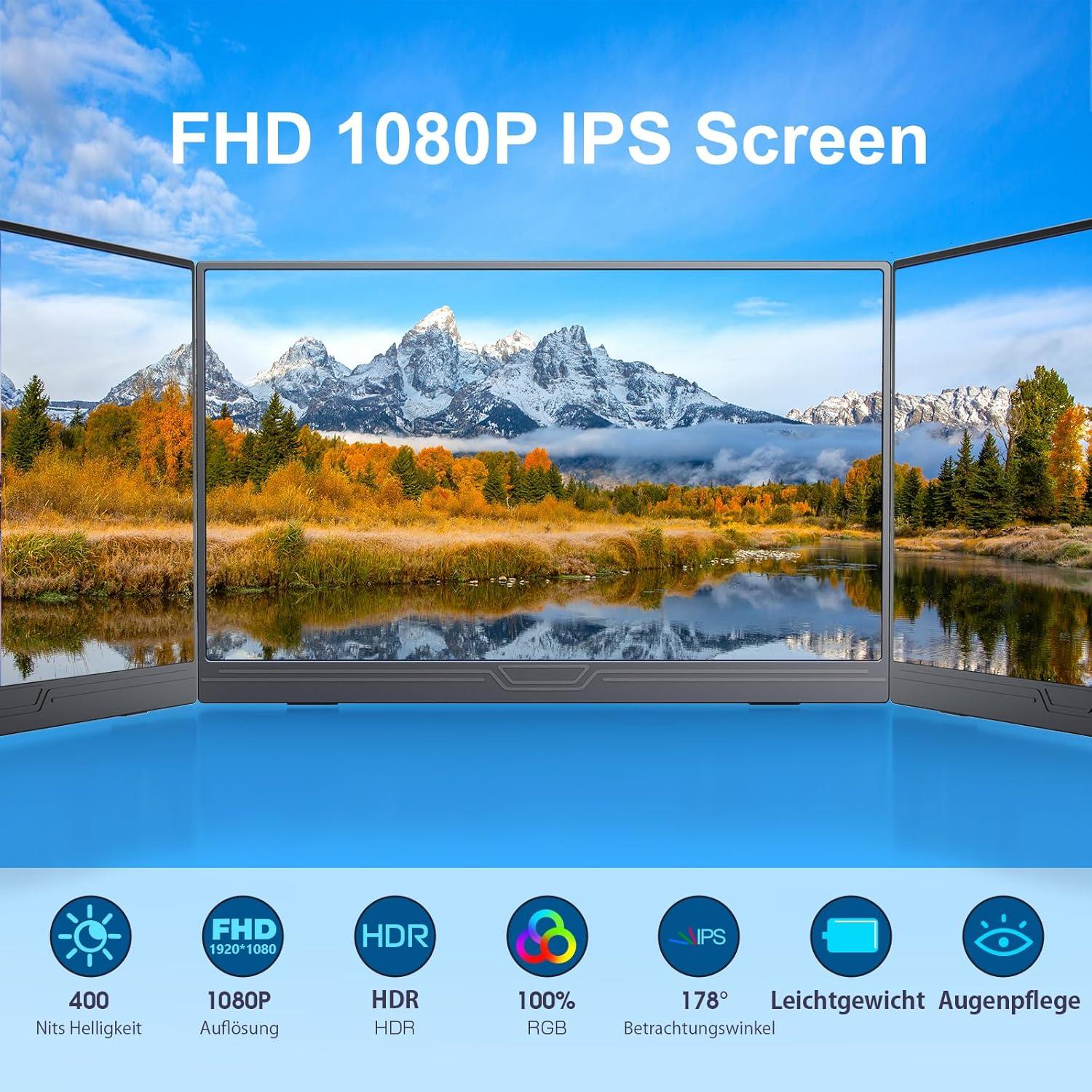 NÖRDIC USB-C og HDMI bærbar LCD-skjerm 15,6" 1920x1080p 60Hz