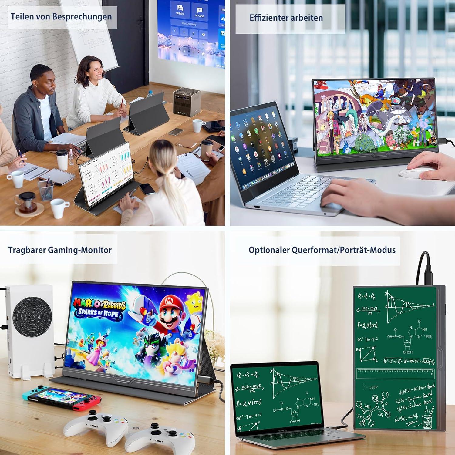 NÖRDIC USB-C og HDMI bærbar LCD-skjerm 15,6" 1920x1080p 60Hz