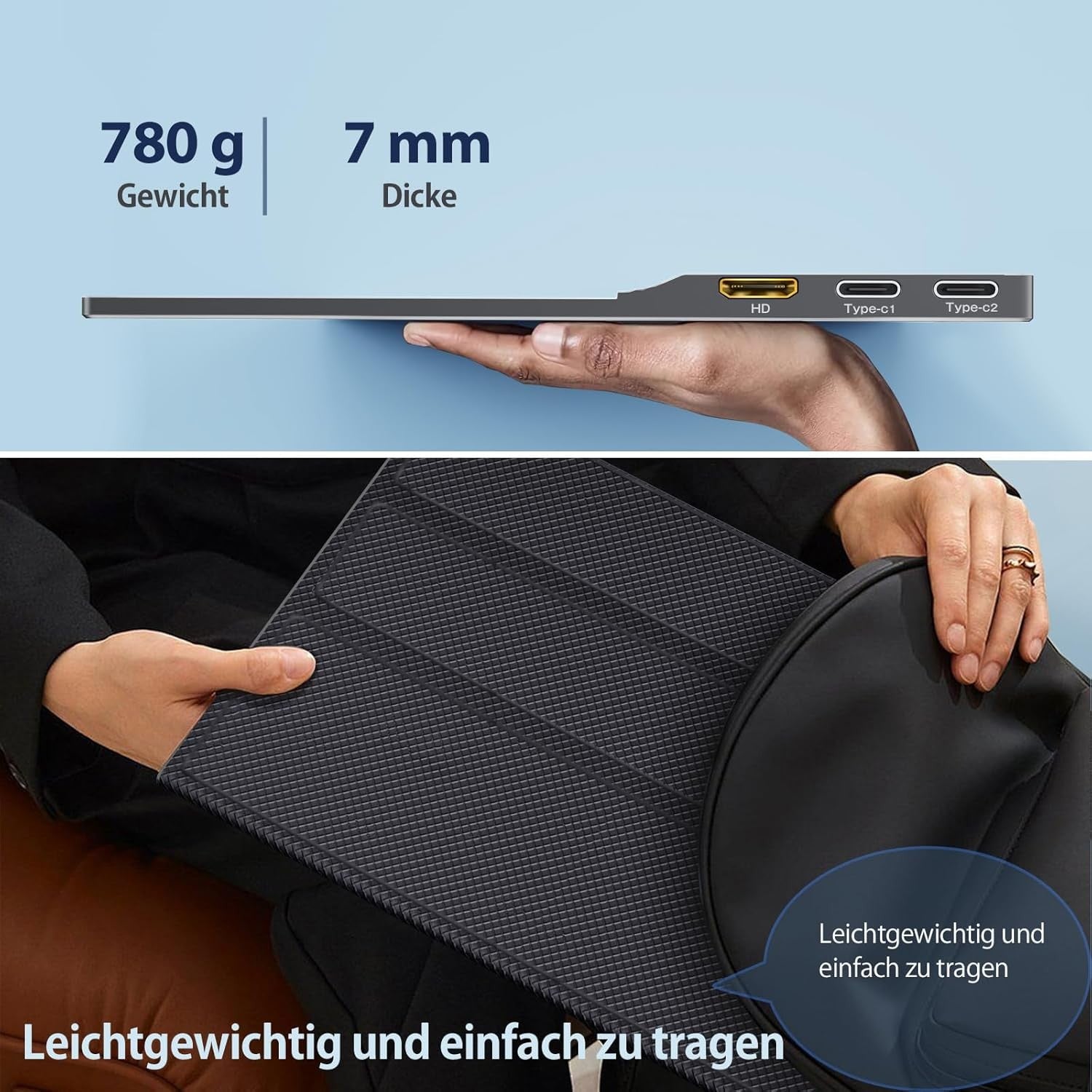 NÖRDIC USB-C og HDMI bærbar LCD-skjerm 15,6" 1920x1080p 60Hz