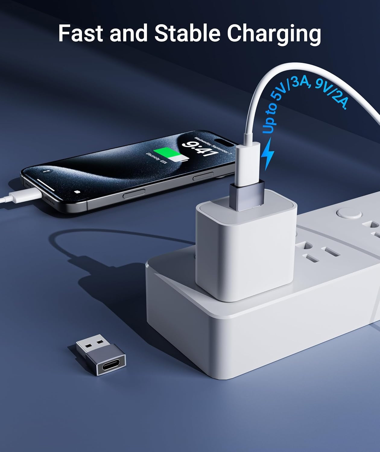 NÖRDIC USB C til OTG USB En mini adapter metall grå