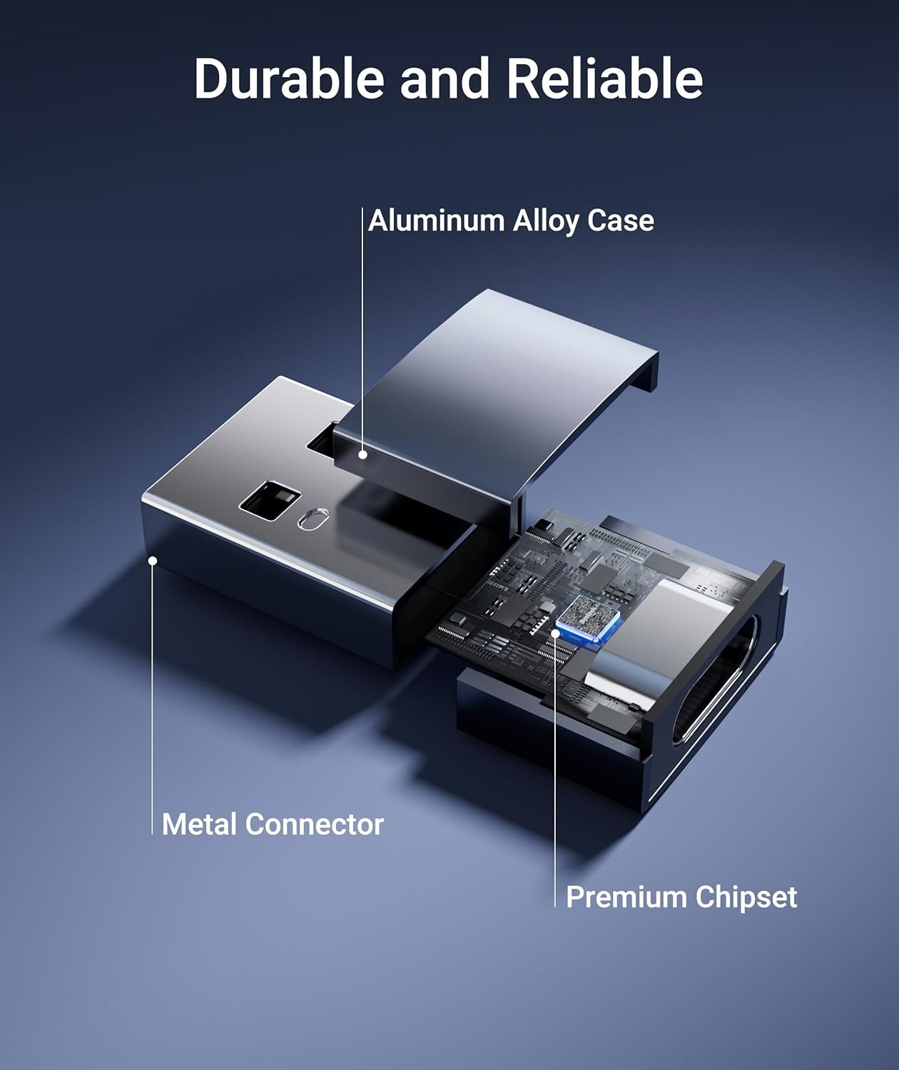 NÖRDIC USB C til OTG USB En mini adapter metall grå