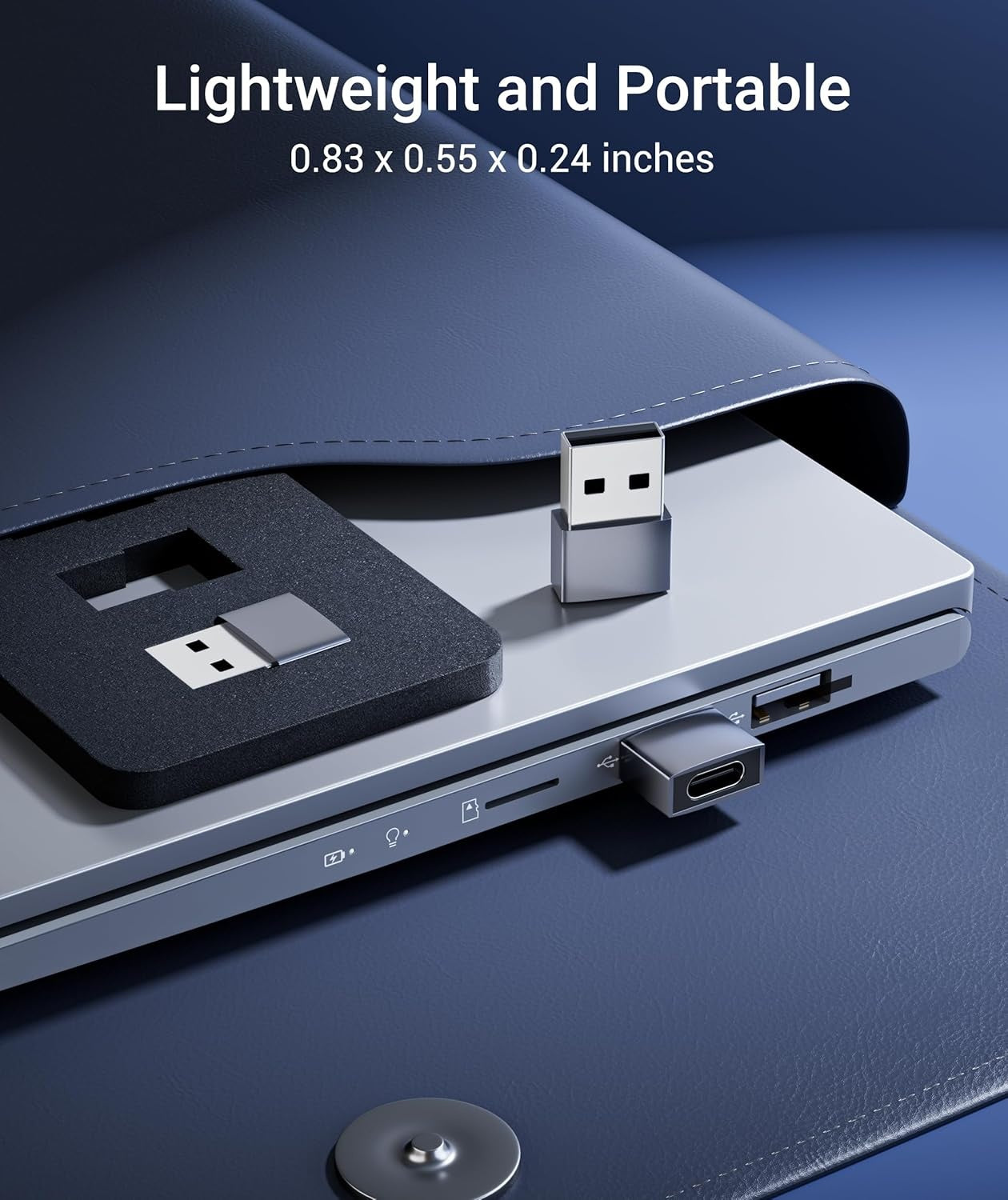 NÖRDIC USB C til OTG USB En mini adapter metall grå