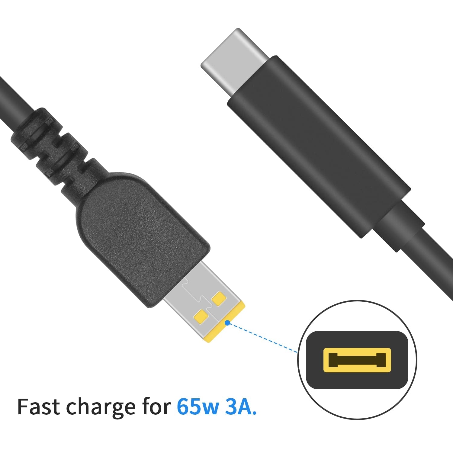 NÖRDIC USB-C til Lenovo Yellow Square-kabel 65W 1,5m