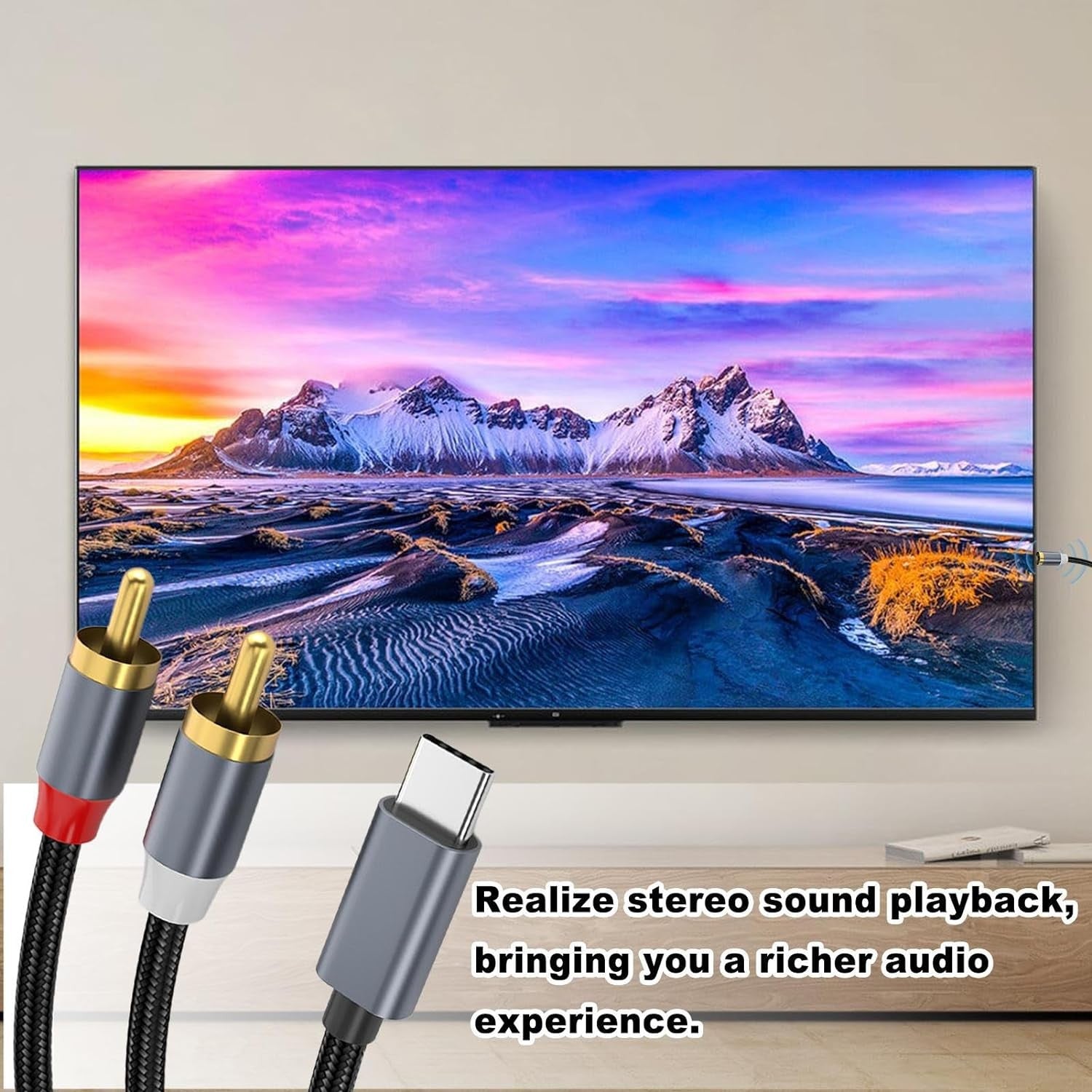NÖRDIC USB-C til RCA lydkabel 2m