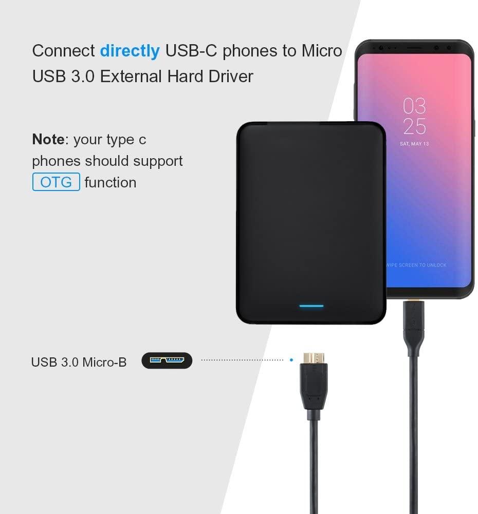 NÖRDIC USB C til USB Micro B-kabel 3m, 3.2 Gen 1 for ekstern harddisk