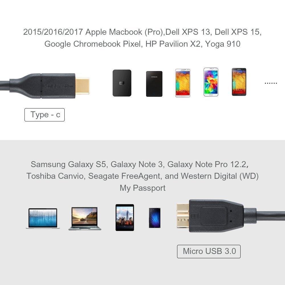 NÖRDIC USB C til USB Micro B-kabel 3m, 3.2 Gen 1 for ekstern harddisk