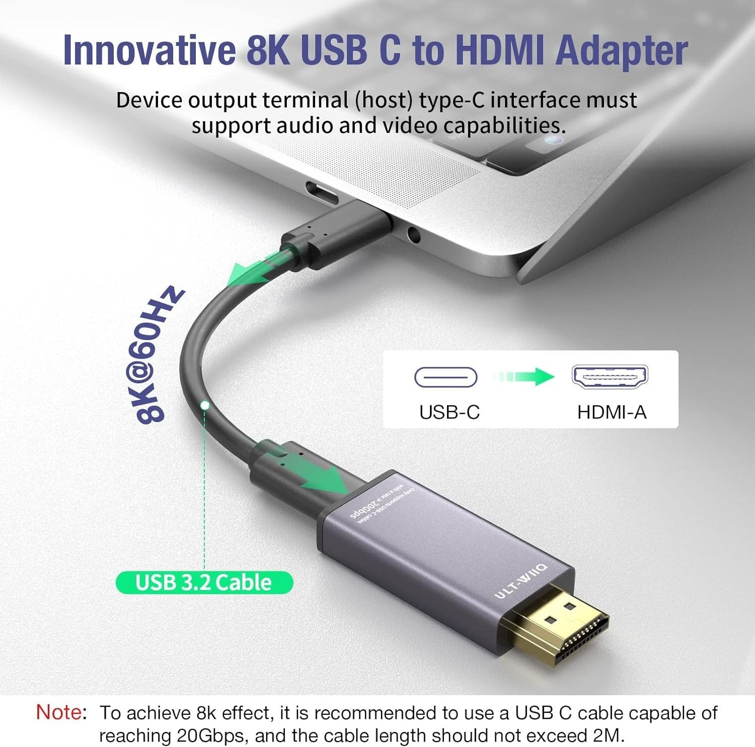 NÖRDIC USB-C til HDMI 8K60Hz adapter