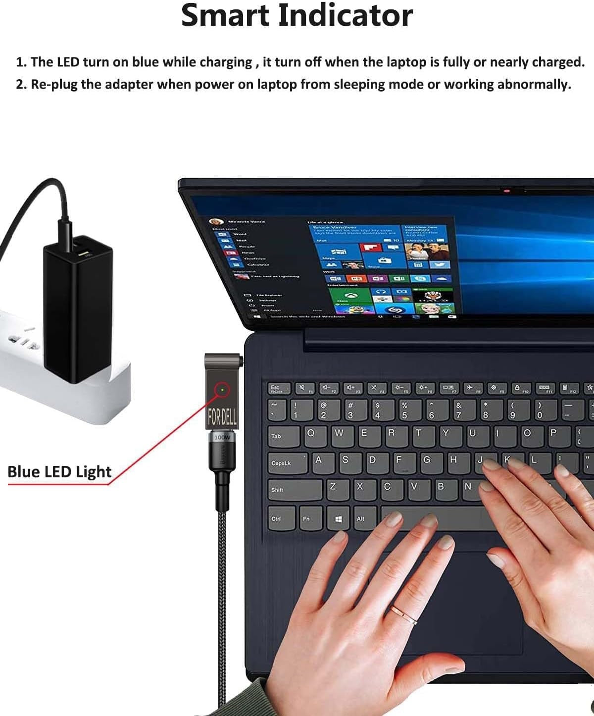 NÖRDIC USB-C to HP Laptop Charger Converter DC 7.4x 5.0mm 100W PD for HP