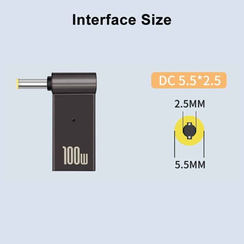 NÖRDIC USB-C til Laptopladeadapter, USB-C til DC-plugg, 100W PD, ladeadapter for bærbar PC 18–20V 5,5×2,5 mm