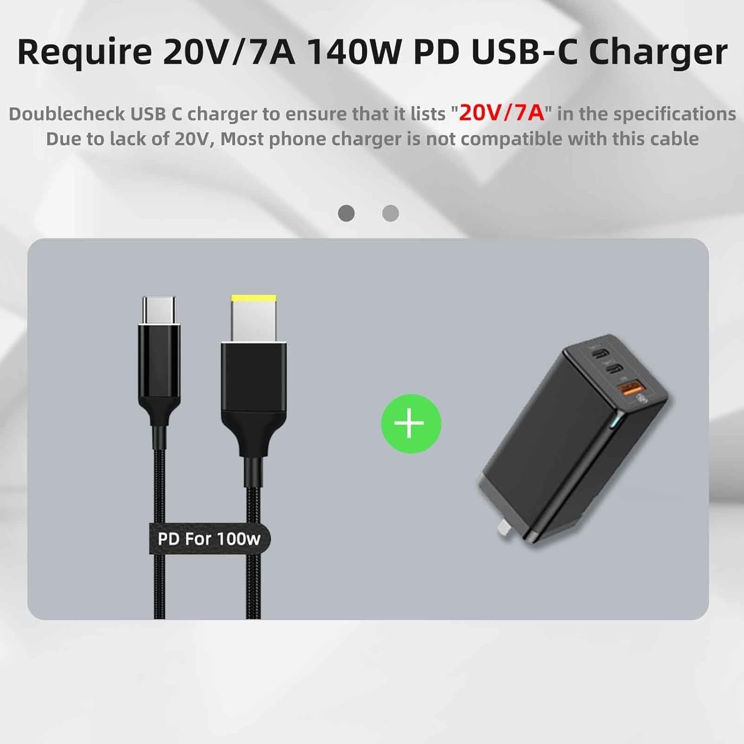 NÖRDIC USB-C till Lenovo Yellow Square kabel 135W 2m