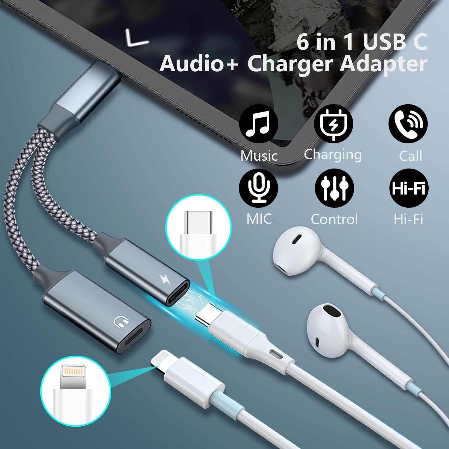 NÖRDIC USB-C til Lightning AUDIO og PD60W lading