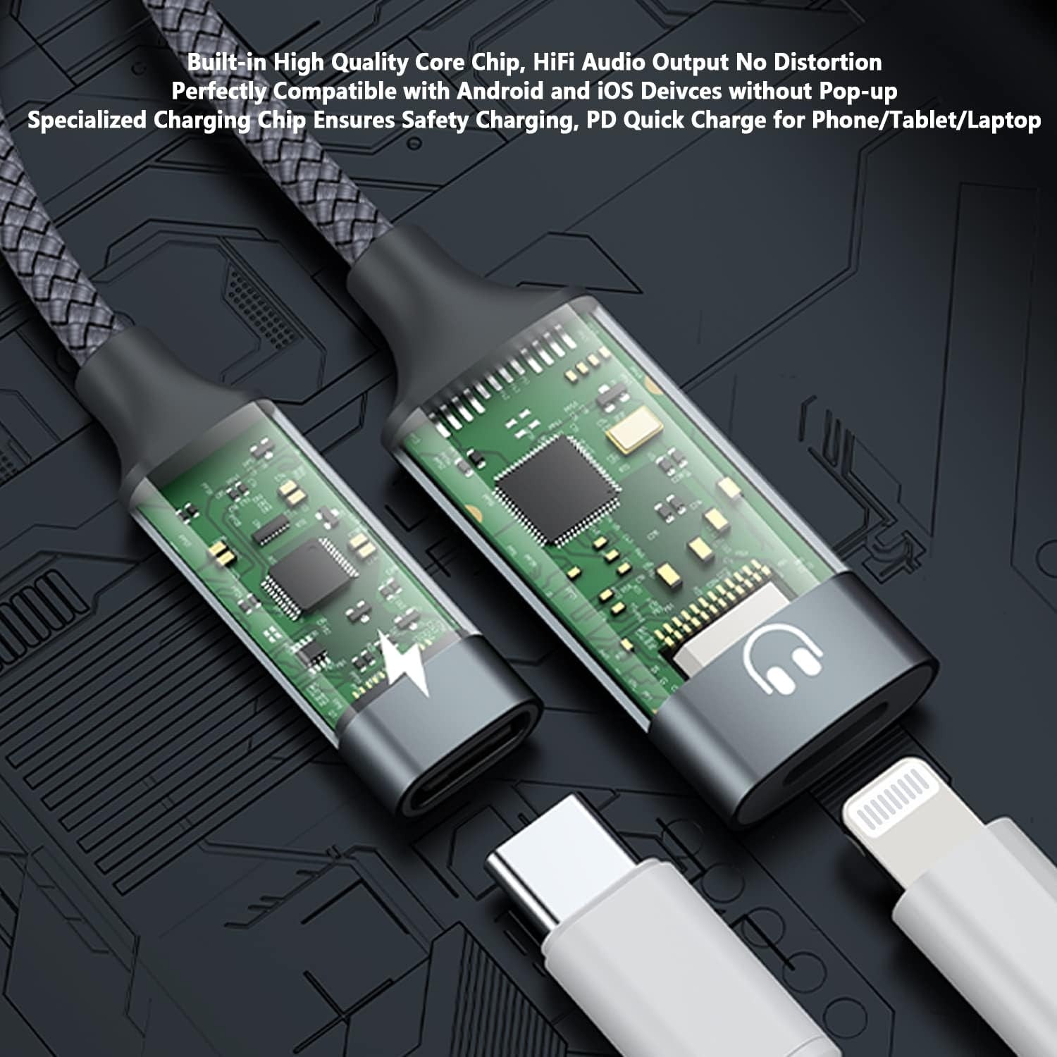 NÖRDIC USB-C til Lightning AUDIO og PD60W lading