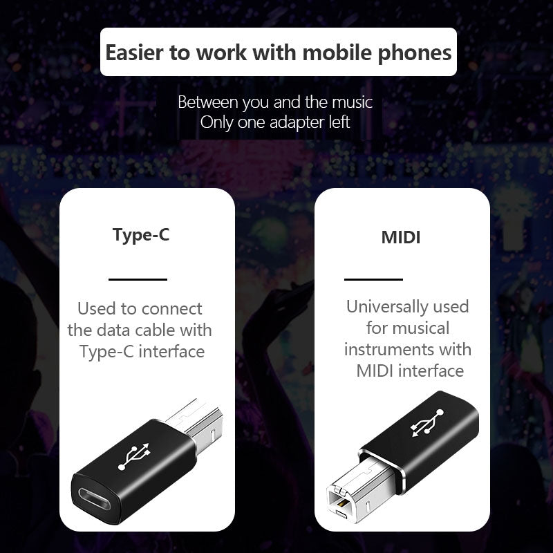 NÖRDIC USB-C til USB B-adapter for skrivere og MIDI-enheter Støtter datasynkronisering