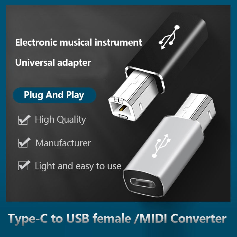 NÖRDIC USB-C til USB B-adapter for skrivere og MIDI-enheter Støtter datasynkronisering