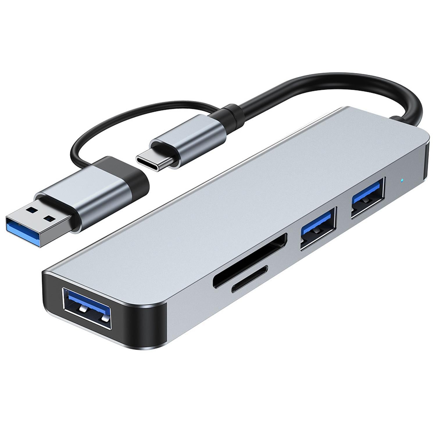 NÖRDIC USB Hub 5 porter 2xUSB-A 2.0 1xUSB-A 3.0 1xTF 1xSD