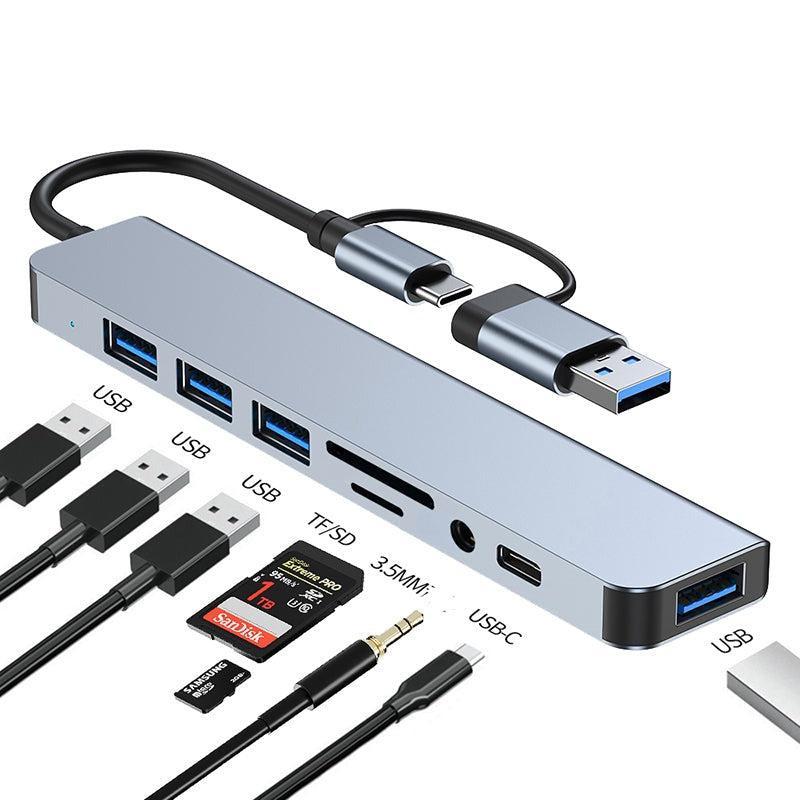 NÖRDIC USB Hub 8 porter 3xUSB-A 2.0 1xUSB-A 3.0 1xUSB-C 3.1 1xSD 1xmicroSD 1xAudio