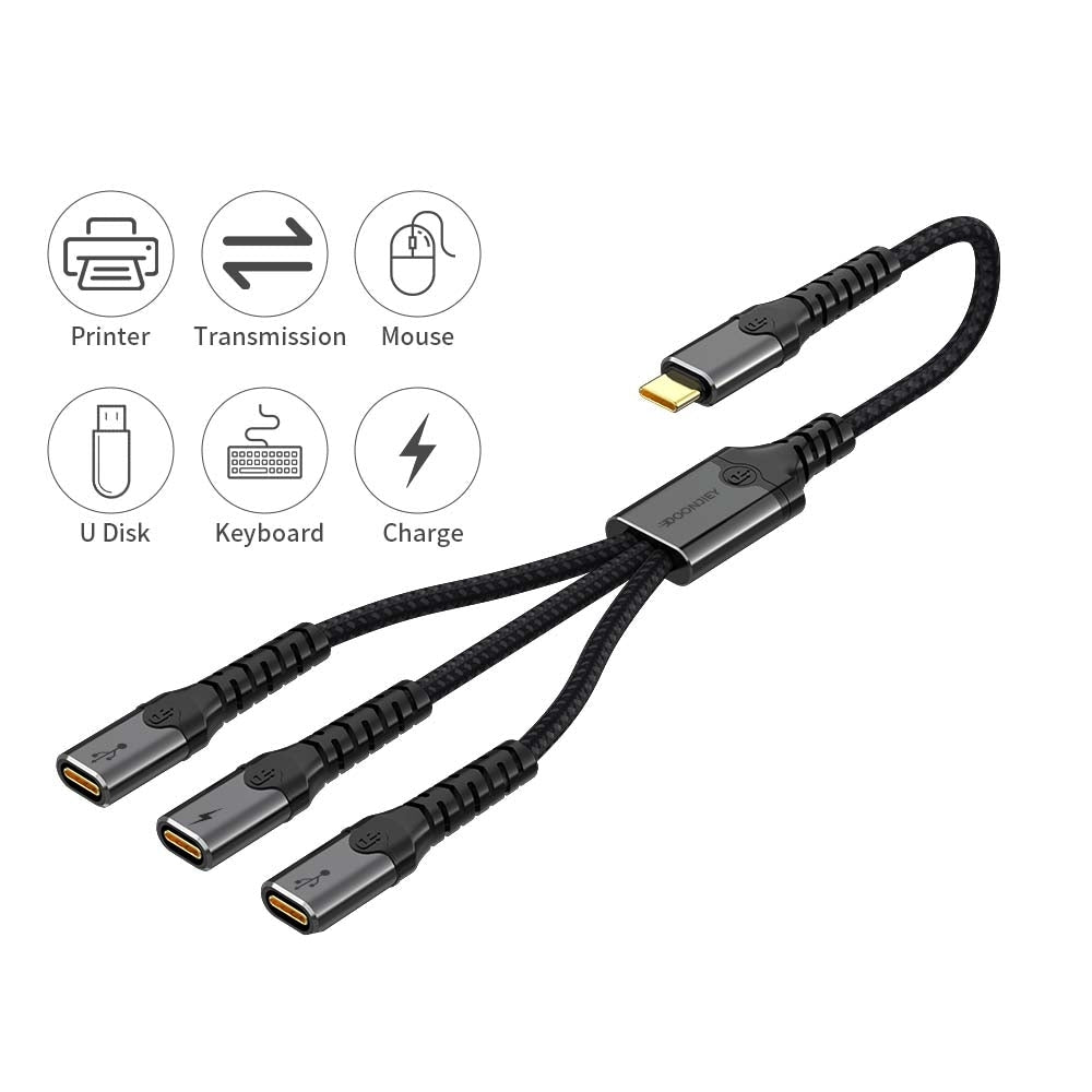 NÖRDIC USB-C Hub til 1xUSB-C PD60W og 2xUSB-C