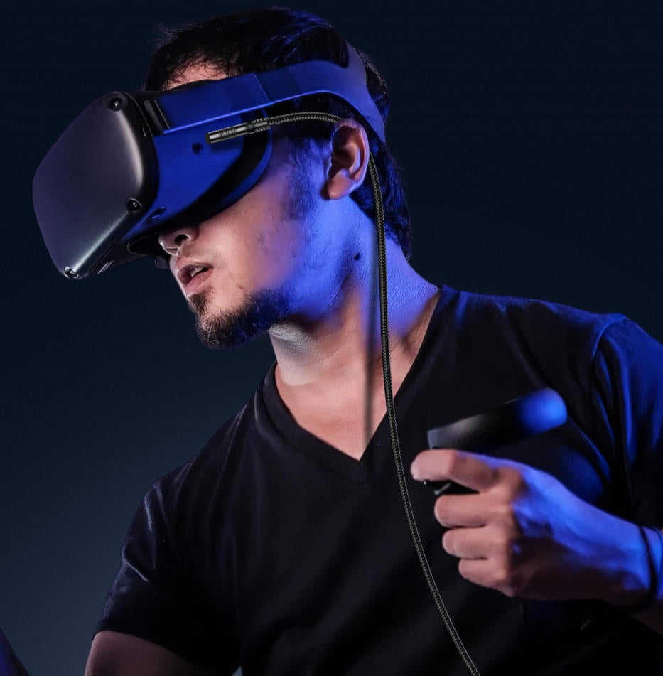 NÖRDIC VR Link-kabel 5m USB3.2 Gen1 USB-C til A 10Gbps 3A hurtiglading Quest 2 Super Speed USB Svart