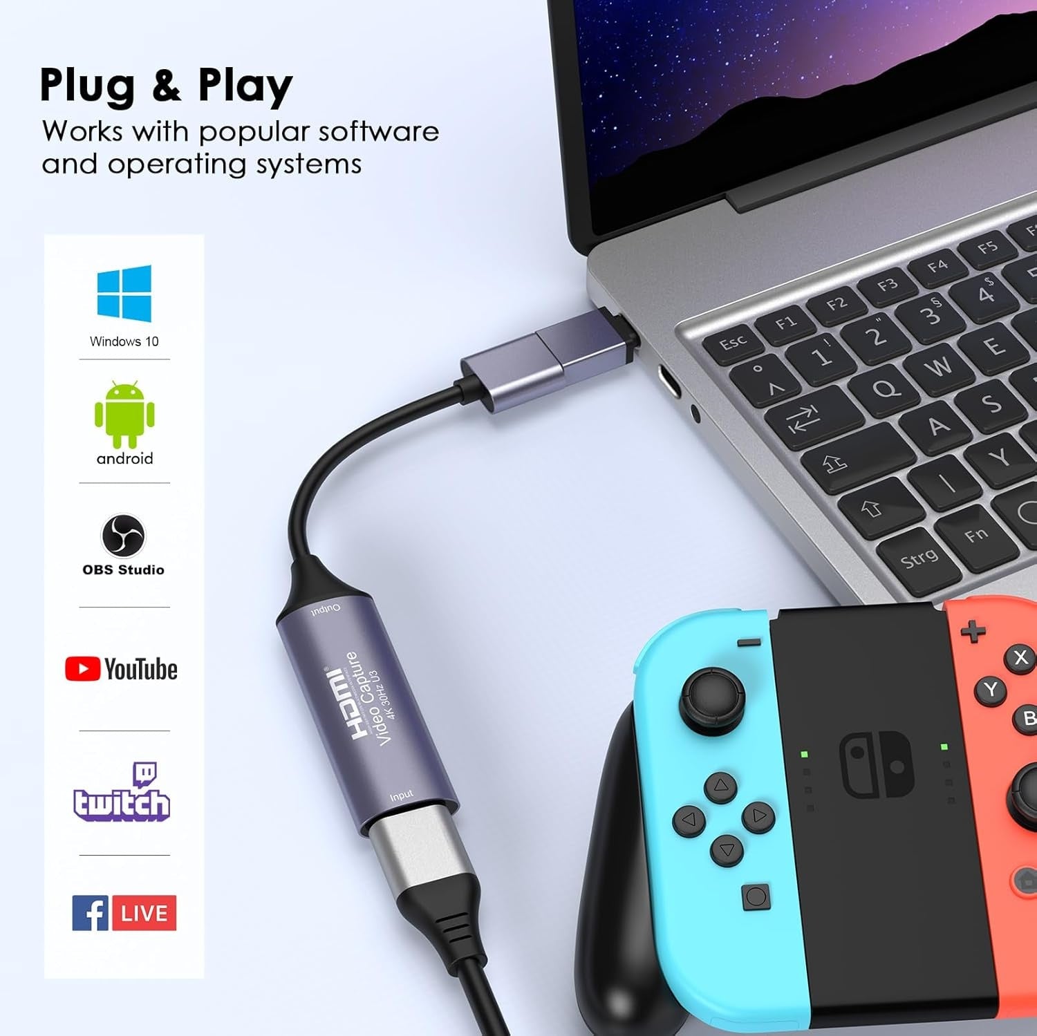 NÖRDIC Videoinnspillingskort USB-A 4K30Hz USB3.0