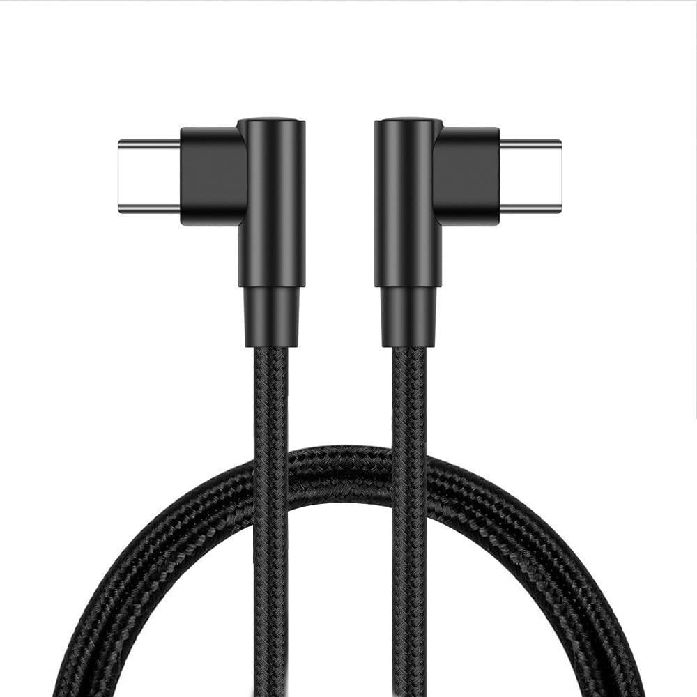 NÖRDIC Vinklet USB-C til vinklet USB-C-kabel 60W for synkronisering og hurtiglading svart 2m