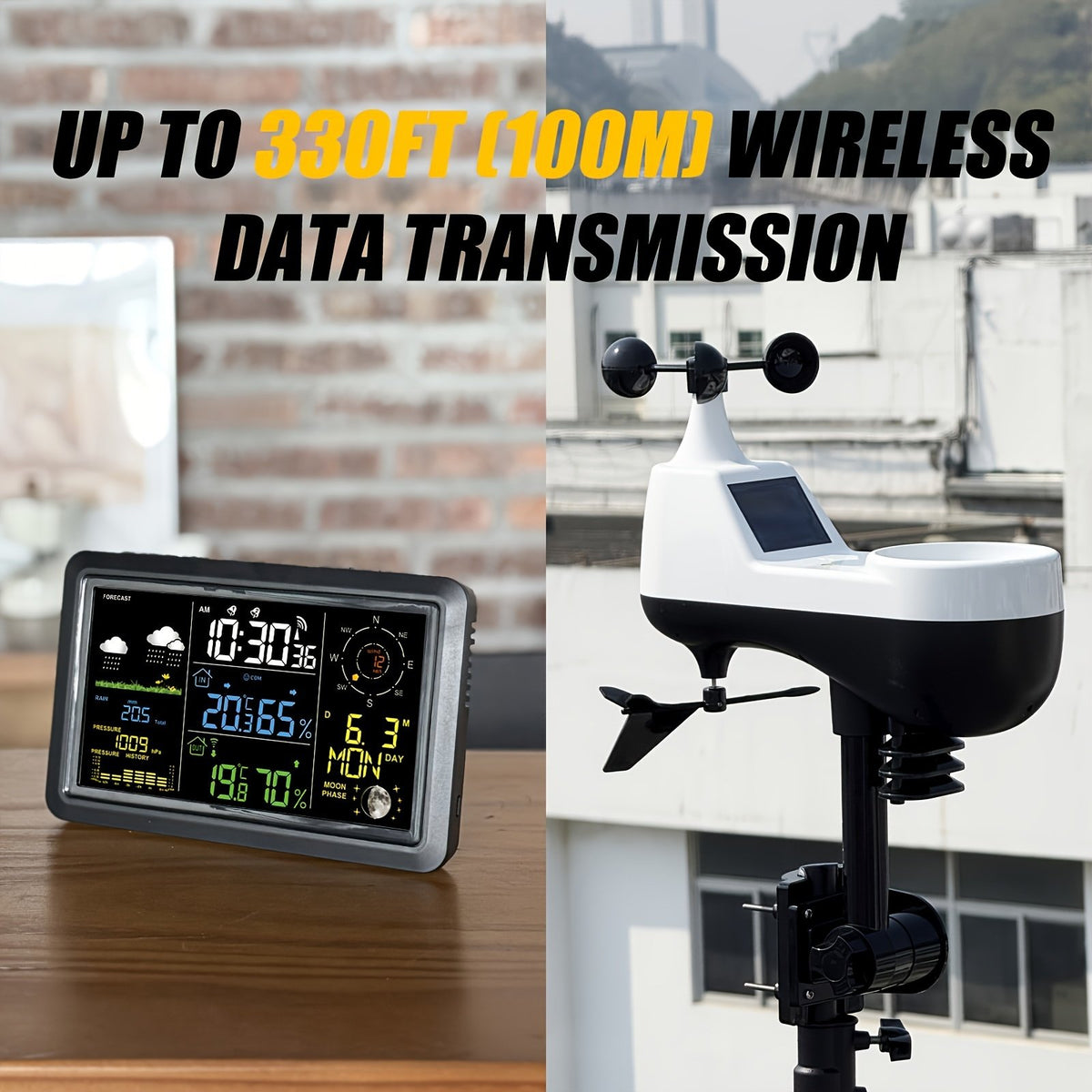 NÖRDIC Weather station rainfall, airpressure 7.5" monitor