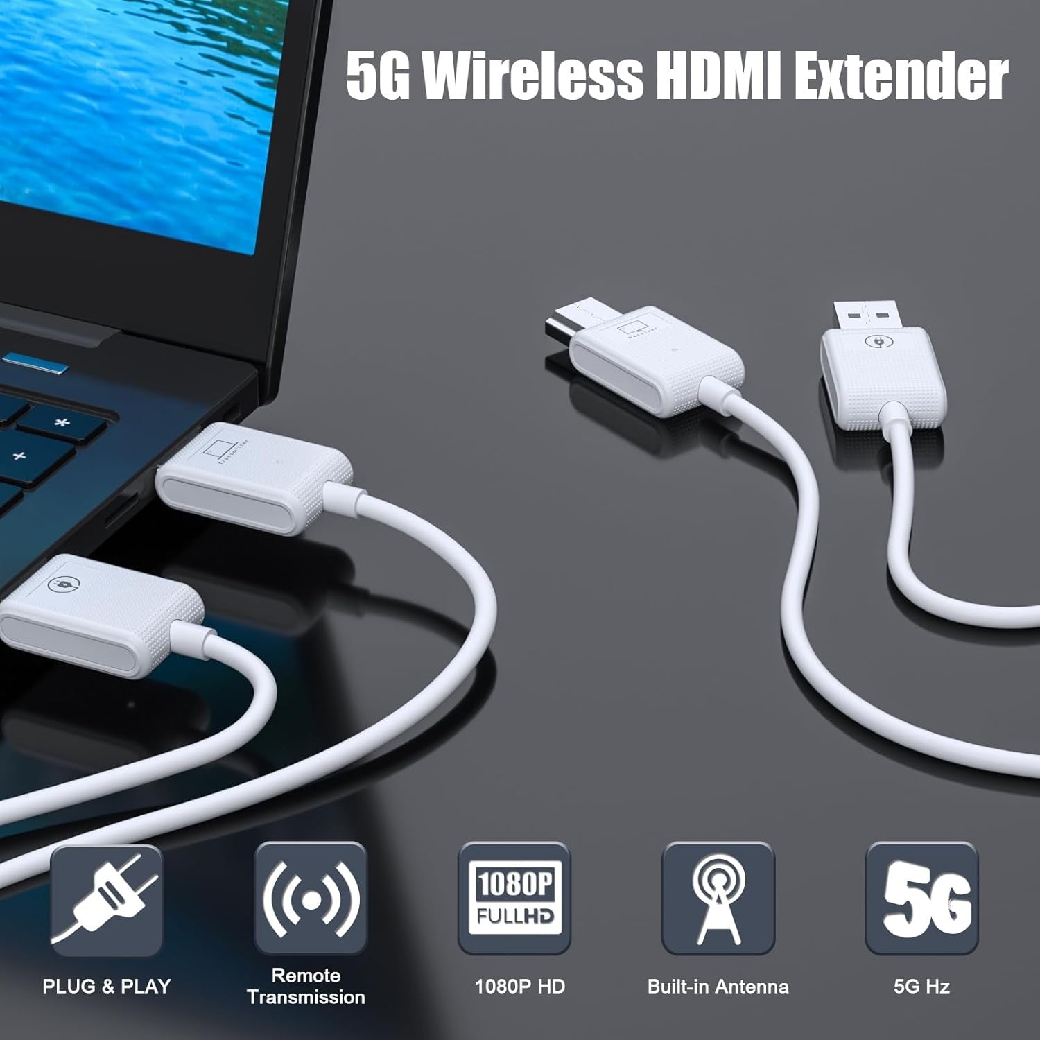 NÖRDIC Trådløs HDMI Extender Sender og Mottaker Sett, 30m 1080p Støtte 5GHz