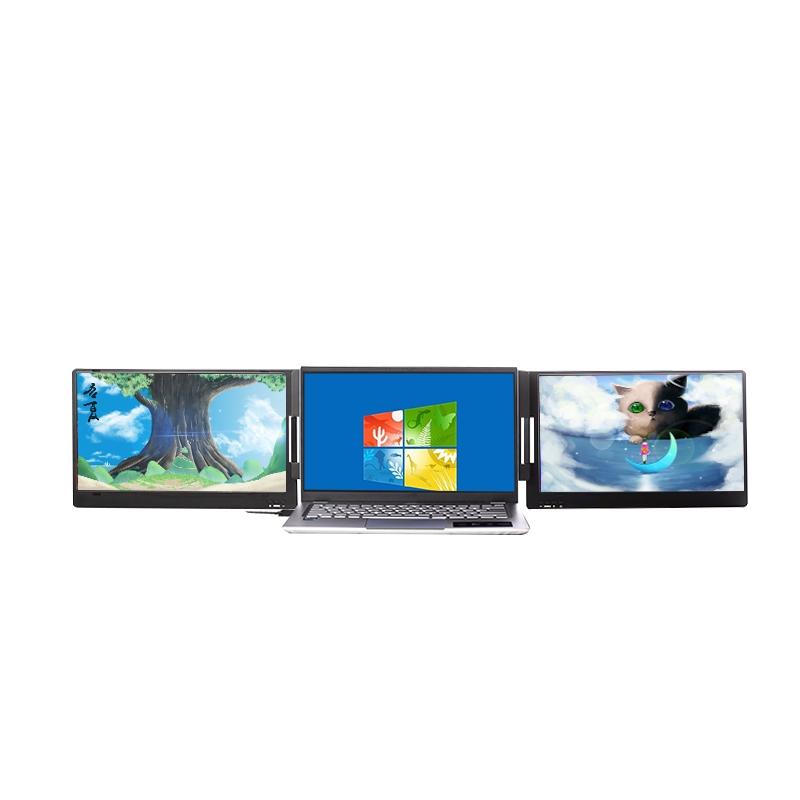 NÖRDIC doble bærbare skjermer med teleskopstativ for bærbar PC 15"-17,3", FHD 1080P,  Mac/Windows, USB-C og USB-A-tilkobling