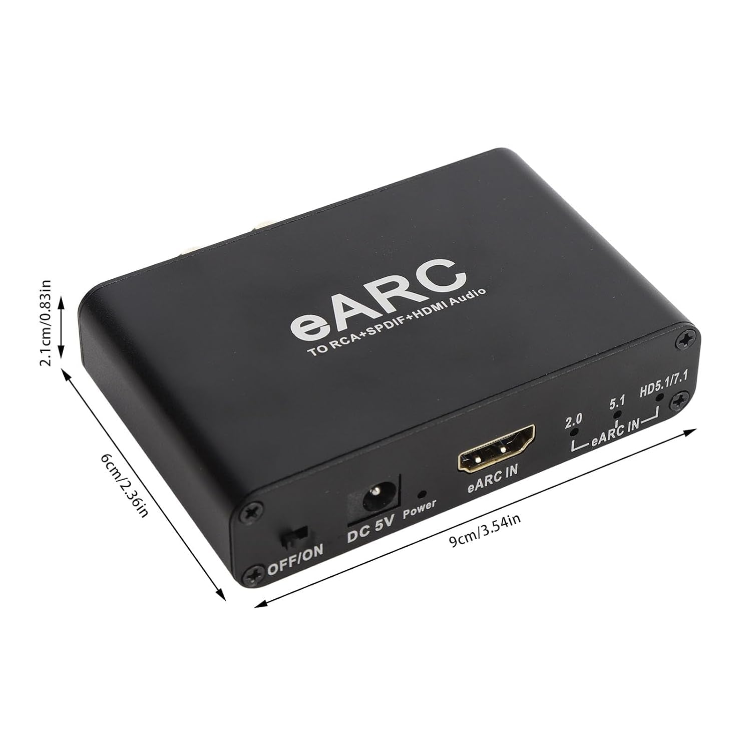 NÖRDIC eARC/ARC HDMI Lyd-Ekstraktor, 24 bit 192 kHz volumkontroll, HDMI, RCA, optisk og 3,5 mm lydutgang, for HDTV, høyttalere og forsterkere