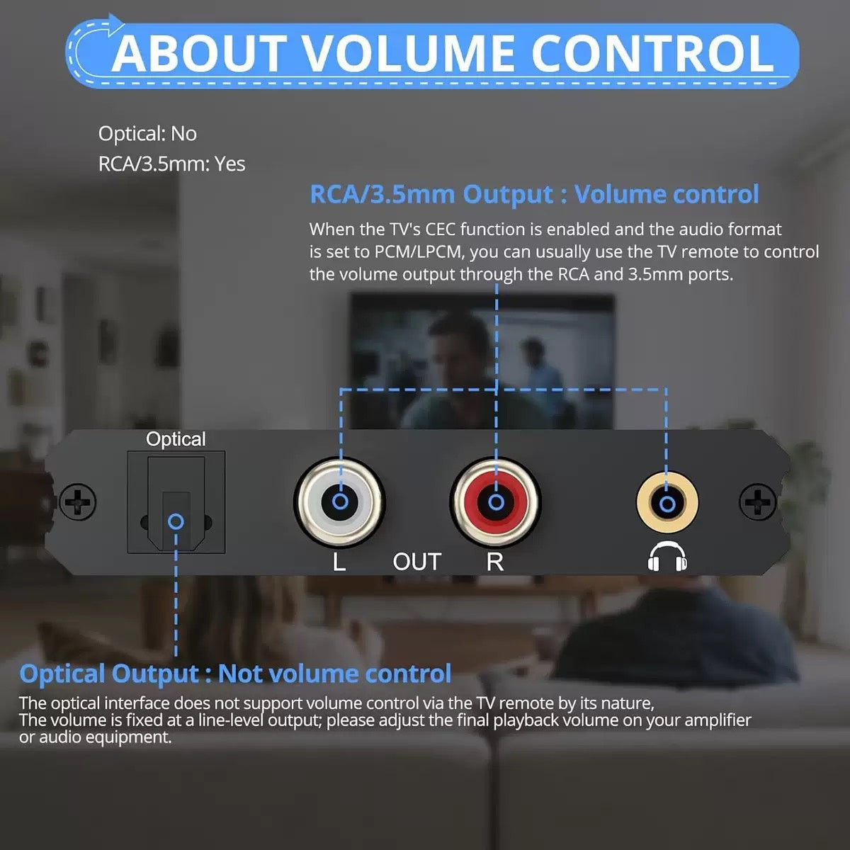 NÖRDIC HDMI eARC/ARC til Optisk og RCA Lydekstraktor, støtter 5.1/2.0-kanals lyd CEC