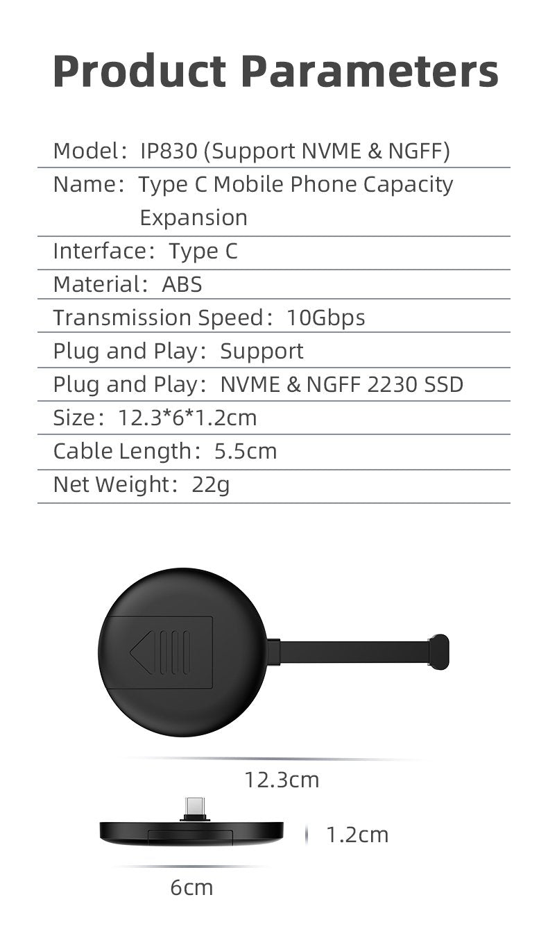 NÖRDIC magnetisk NVMe/SATA 2230 SSD eksternt kabinett USB-C 10 Gbps