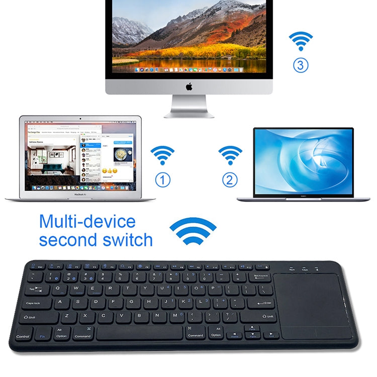 NÖRDIC trådløst 2.4G-tastatur med berøringsplate, 78 taster, iOS, Android, Windows, arabisk layout