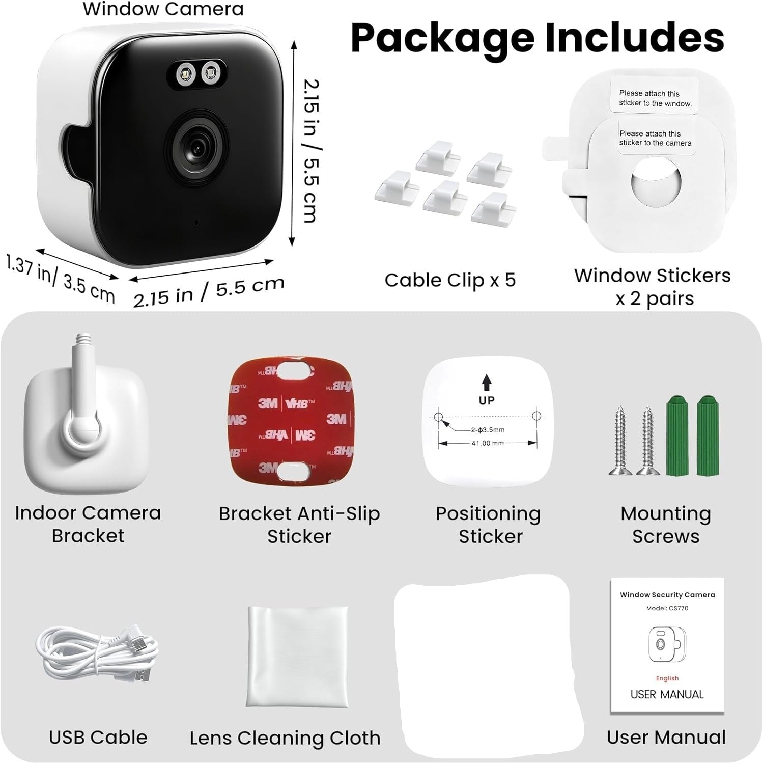 NÖRDIC 2K overvåkingskamera, WiFi-kompatibel innendørs med 32GB SD-kort, 5GHz & 2,4GHz støtte for AI Starlight Color Night Vision, AI person- og bevegelsesdeteksjon