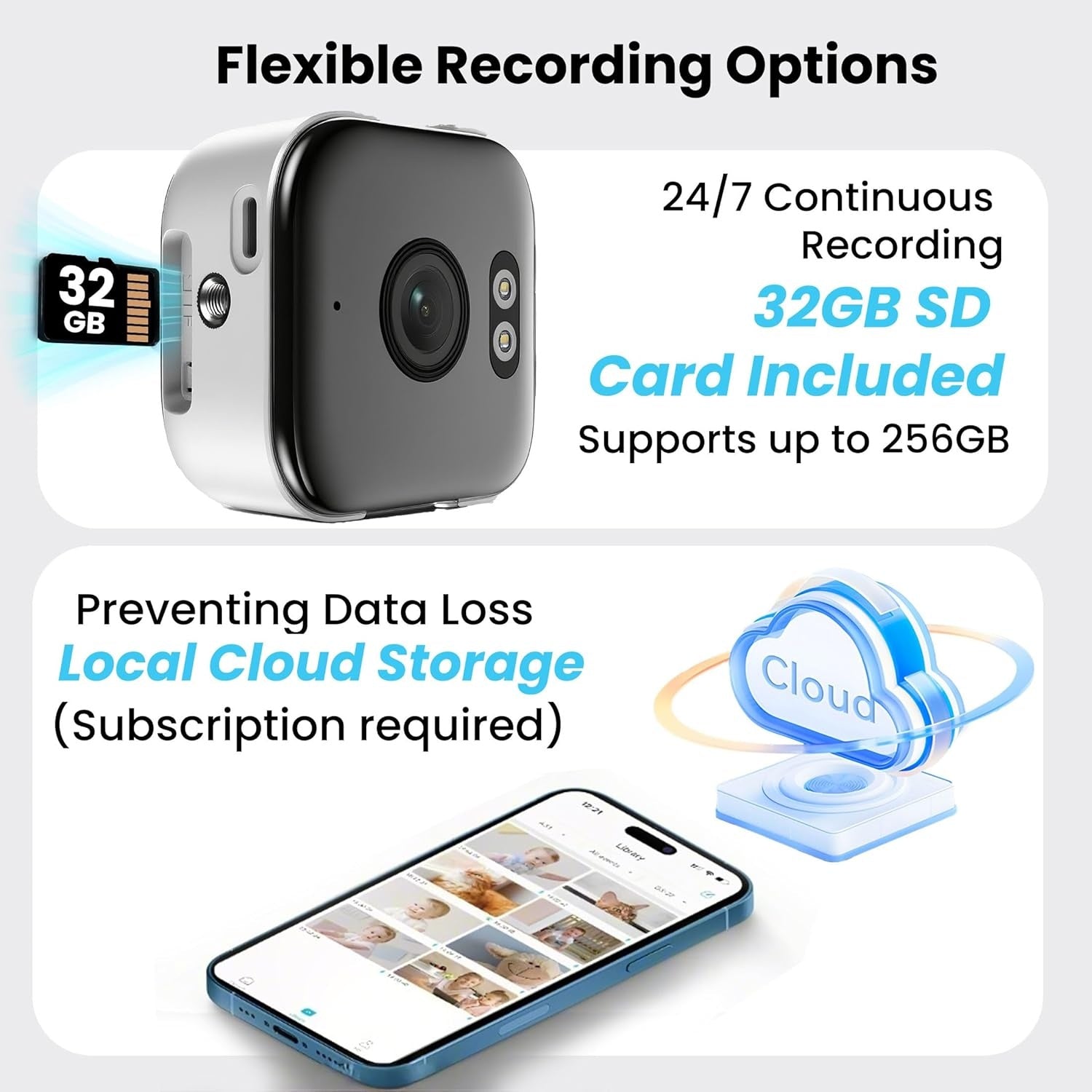 NÖRDIC 2K overvåkingskamera, WiFi-kompatibel innendørs med 32GB SD-kort, 5GHz & 2,4GHz støtte for AI Starlight Color Night Vision, AI person- og bevegelsesdeteksjon