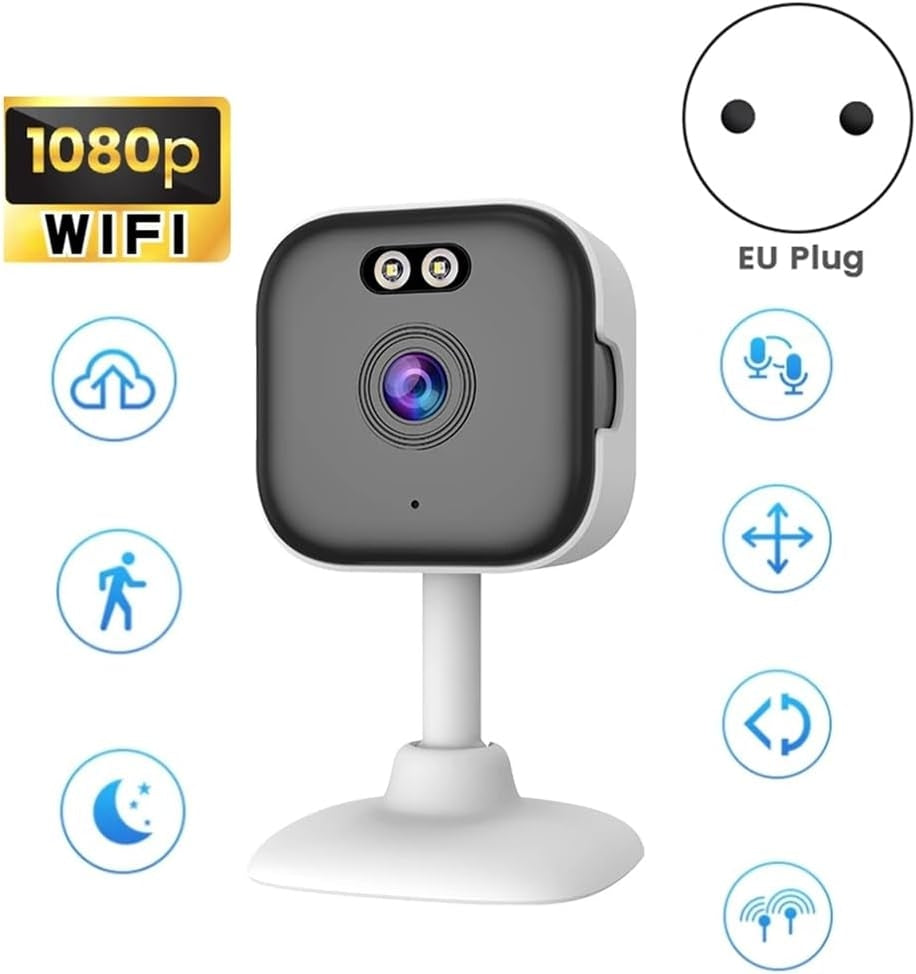 NÖRDIC 2K overvåkingskamera, WiFi-kompatibel innendørs med 32GB SD-kort, 5GHz & 2,4GHz støtte for AI Starlight Color Night Vision, AI person- og bevegelsesdeteksjon