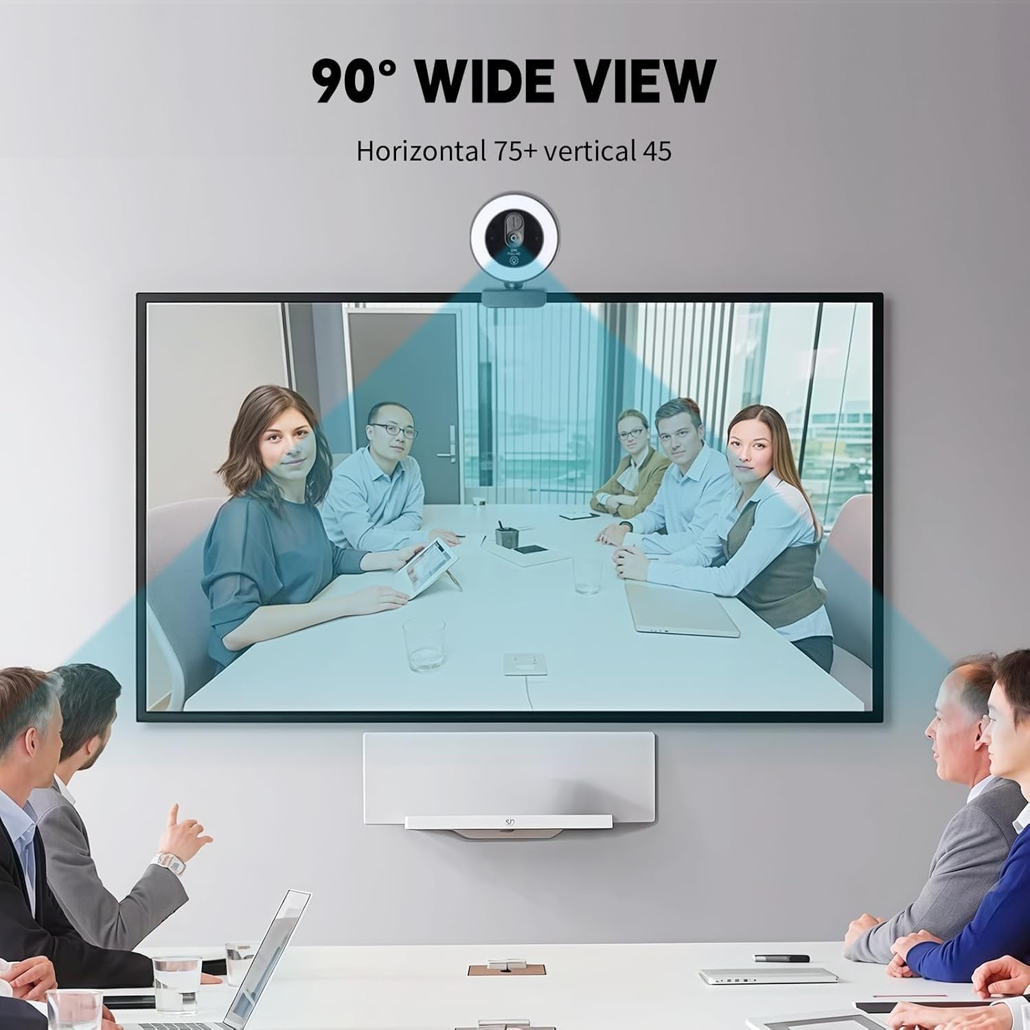 NÖRDIC HD 4K-webkamera for PC og bærbar PC, 360° justerbar med autofokus, 3-farget berøringsstyrt belysning for videosamtaler, direktestrømming og hjemmekontor