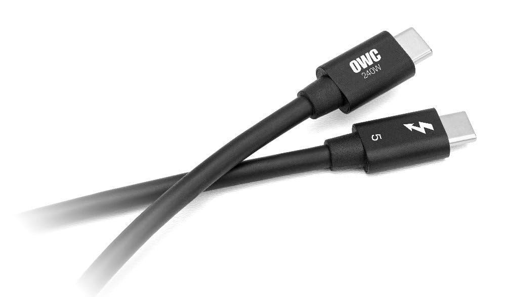 OWC 80cm Thunderbolt 5 Sertifisert USB-C kabel 120G 240W 8K60Hz Kompatibel med Thunderbolt 4, USB4 og USB-C, Svart