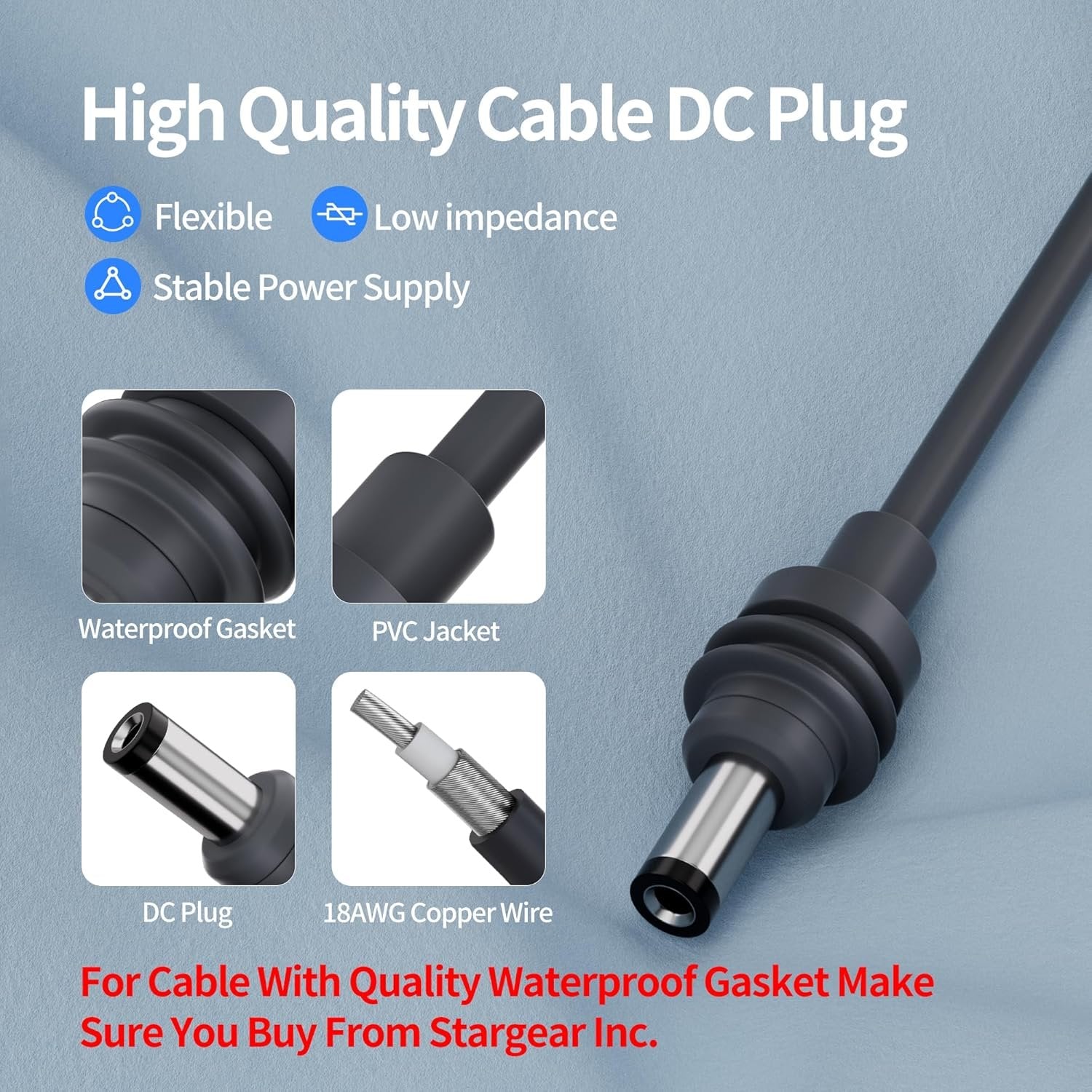 Starlink 5m Mini DC-strømkabel direkte til sigarettenneruttak 12V–24V lader vanntett