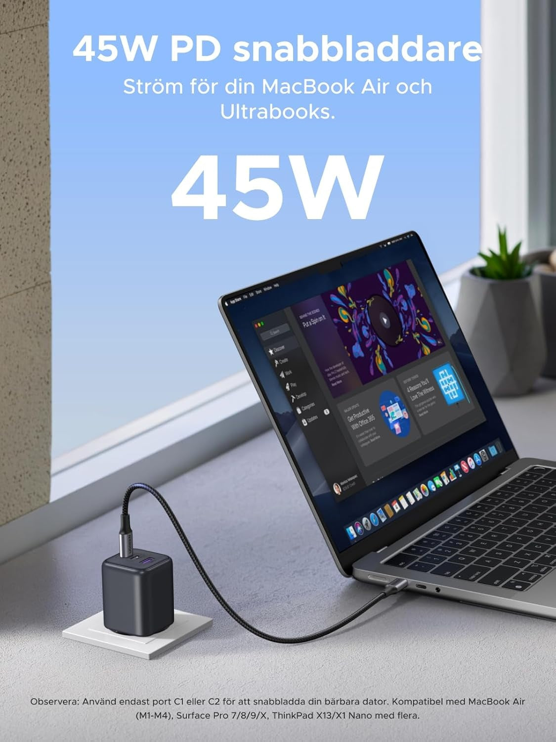 UGREEN 45W USB-C Lader med 3 porter, PPS hurtiglader