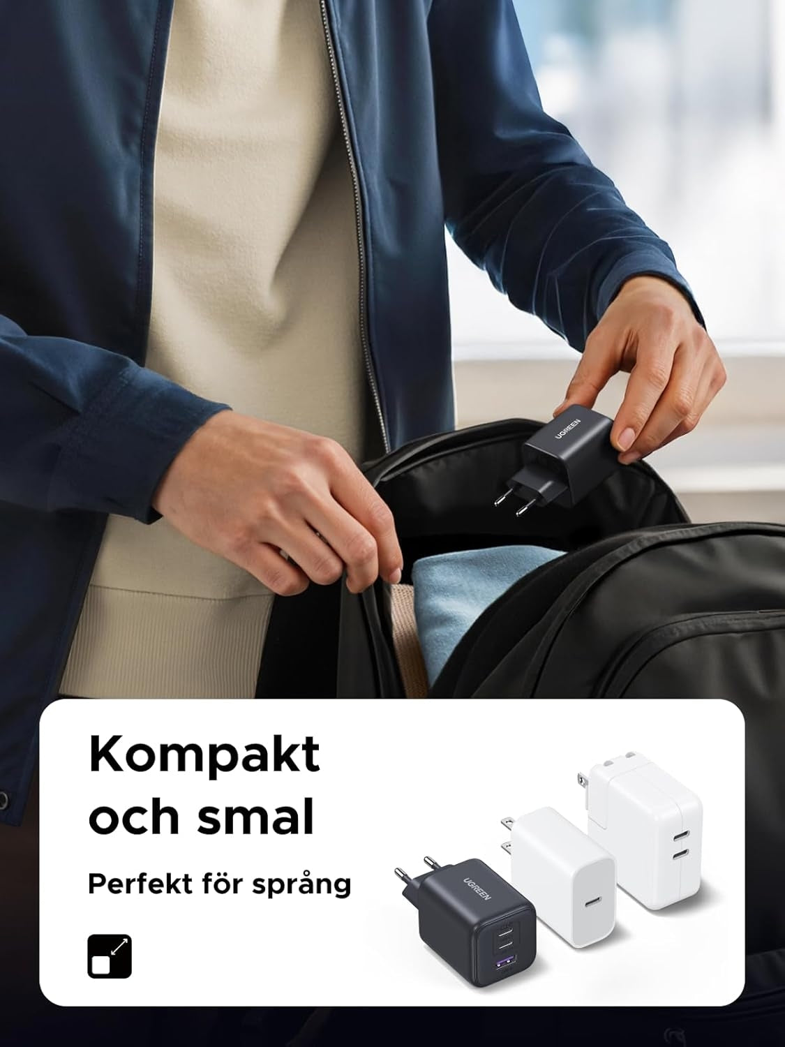 UGREEN 45W USB-C Lader med 3 porter, PPS hurtiglader