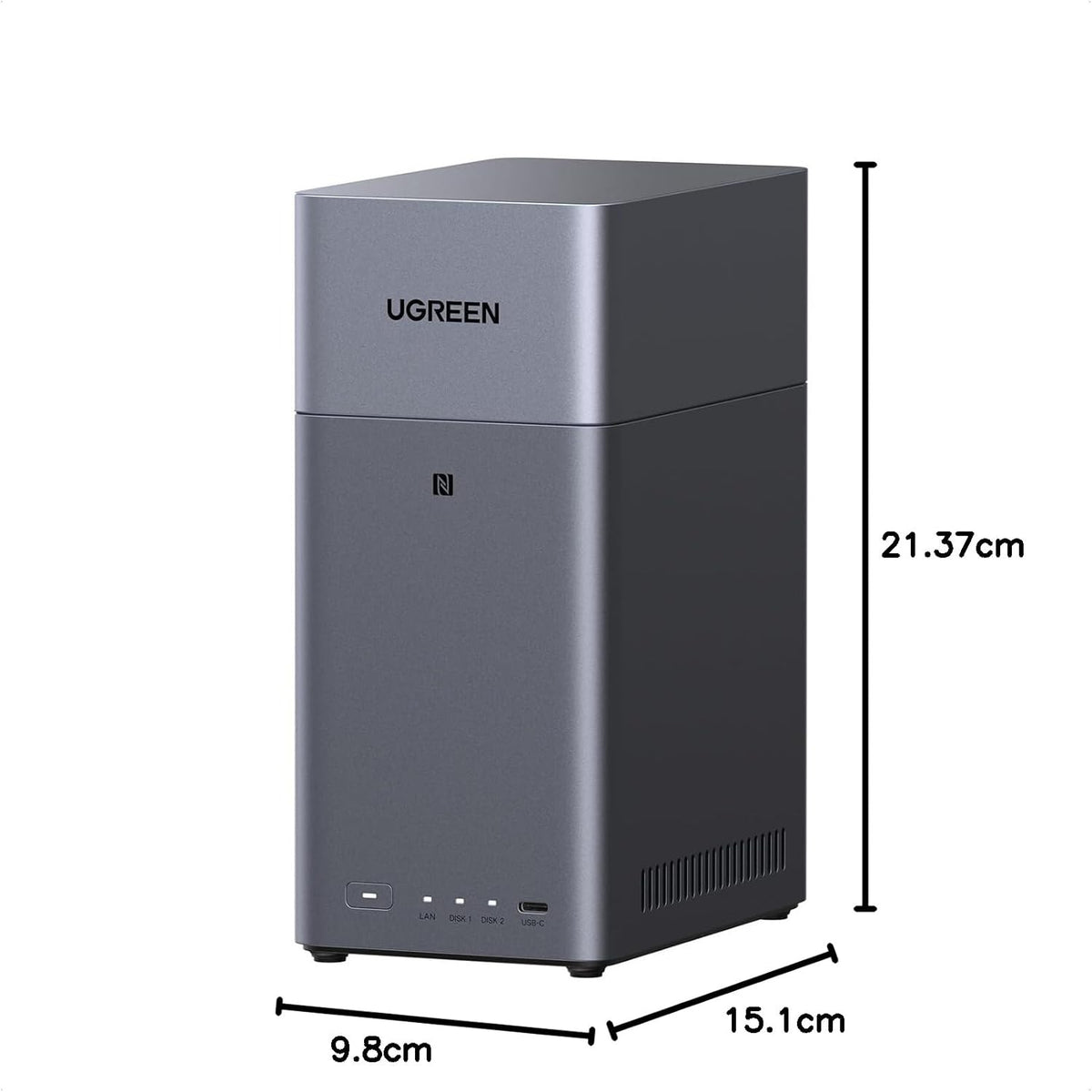 UGREEN NASync DH2300 2-Bay NAS + 2M Cat8 Ethernet Cable, 4GB RAM, NFC One-Touch, AI Photo Album, 1GbE LAN, Beginner-Friendly Home NAS |40Gbps 2000Mhz