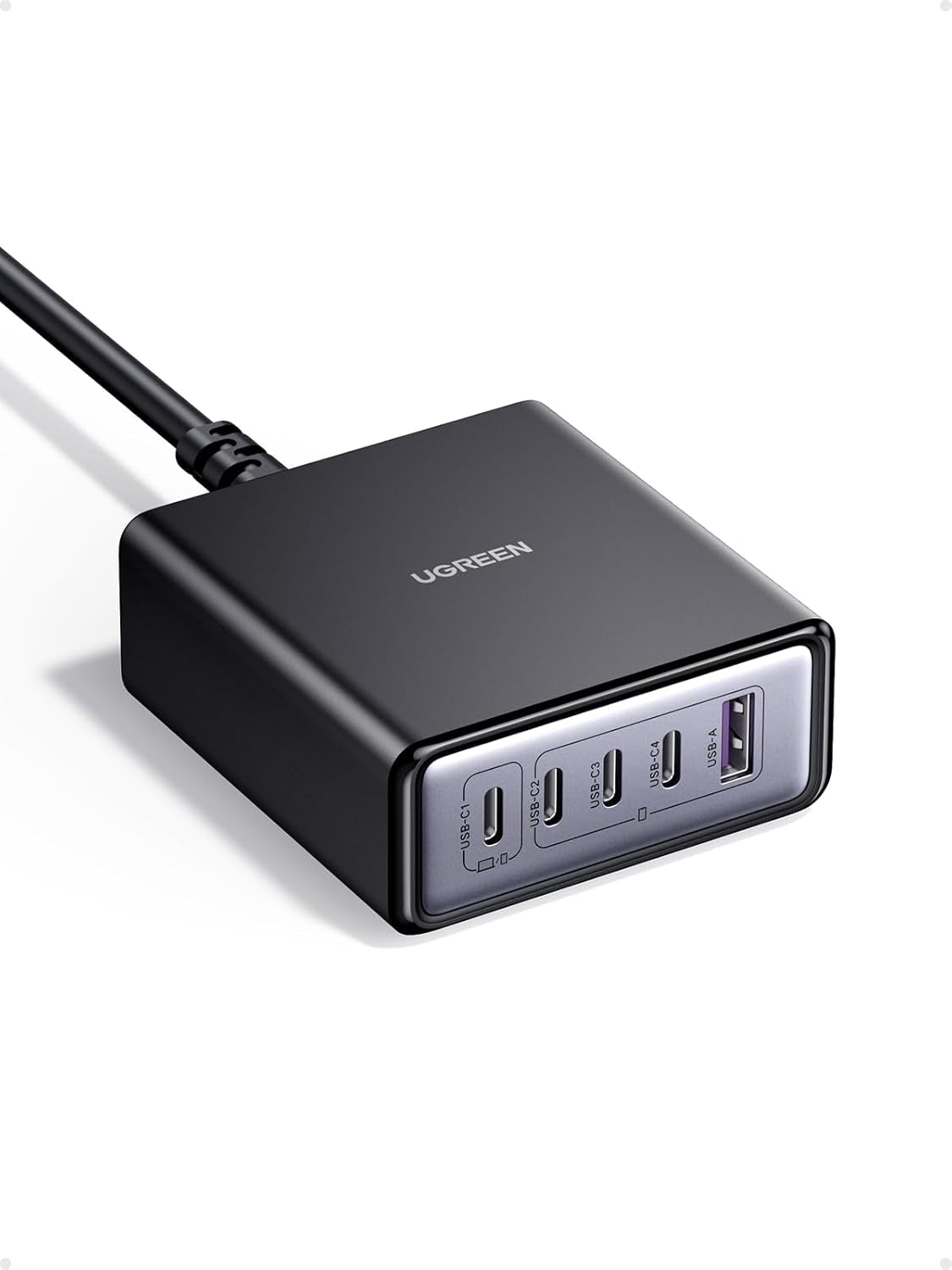 UGREEN USB-C Lader 65W GaN 5-ports Bordlader med PPS-hurtiglading