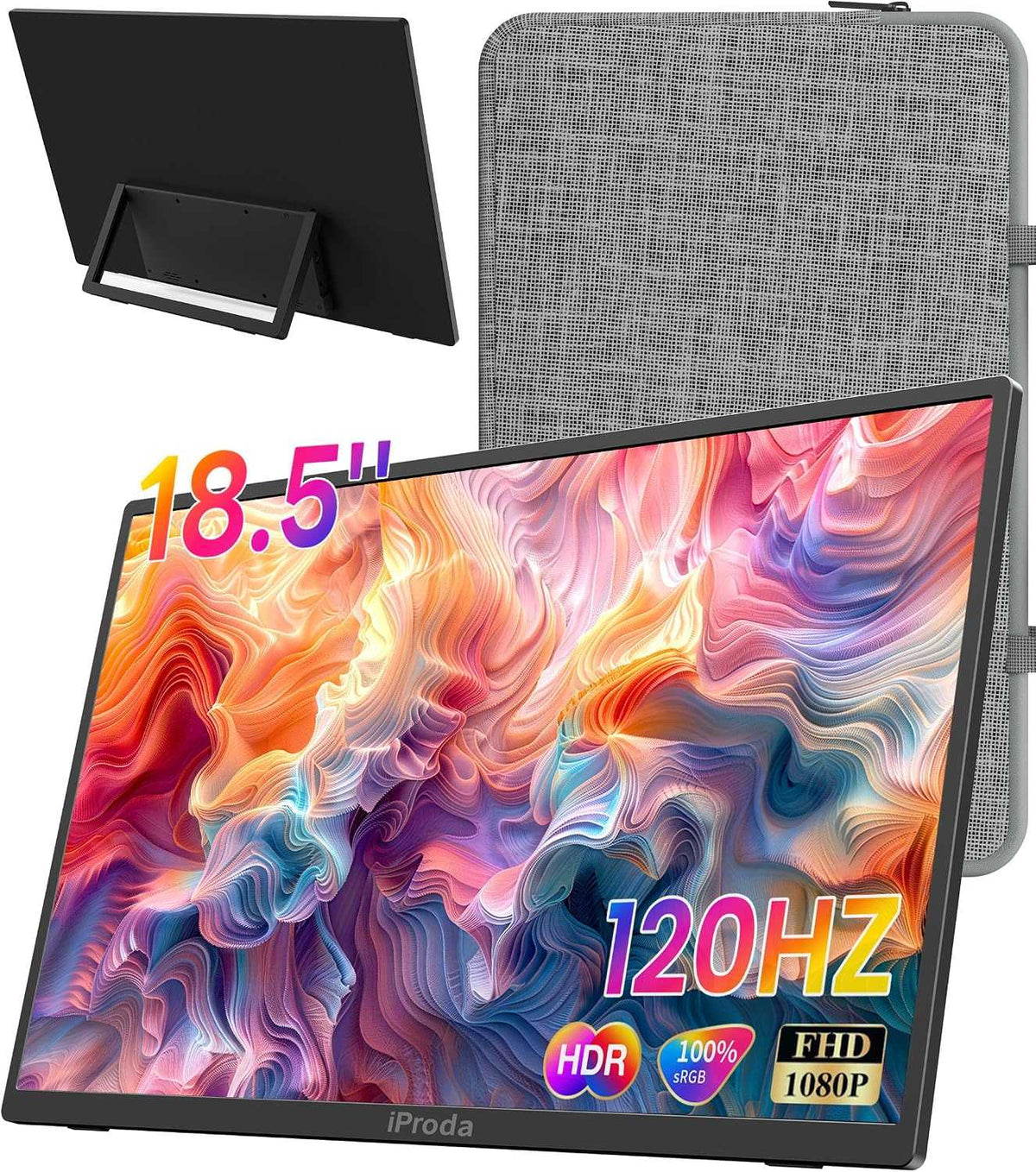 USB 18.5 "Portable Monitor 100% sRGB, 120Hz Portable Gaming Monitor 1080P