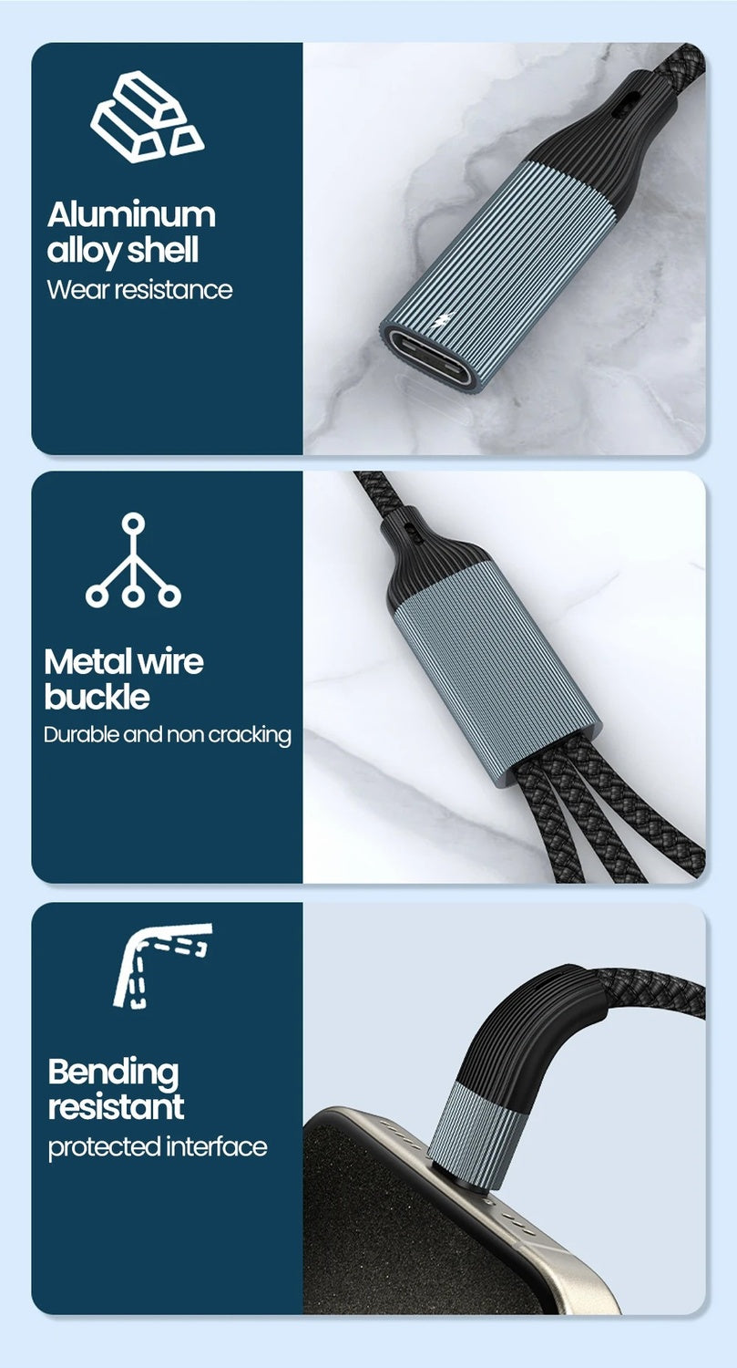 NÖRDIC USB-C Splitter 1 til 3, 1xUSB-A 1xUSB-C PD60W 1x3,5mm hodetelefonutgang OTG-kabel