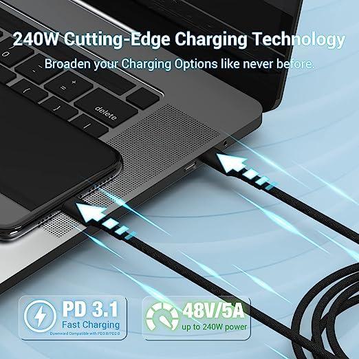 USB-IF-sertifisert 1m USB-C 2.0 240W Hurtiglading 480Mbps