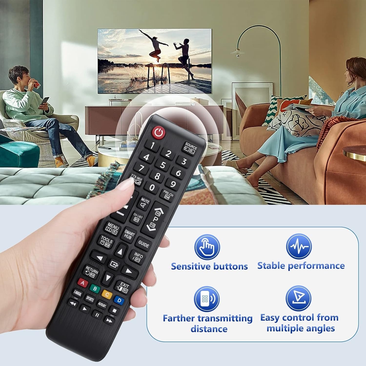 Universell fjernkontroll for Samsung Smart TV kompatibel med Samsung originale fjernkontroller