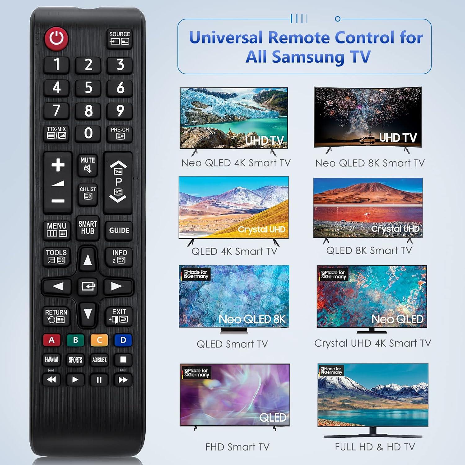 Universell fjernkontroll for Samsung Smart TV kompatibel med Samsung originale fjernkontroller