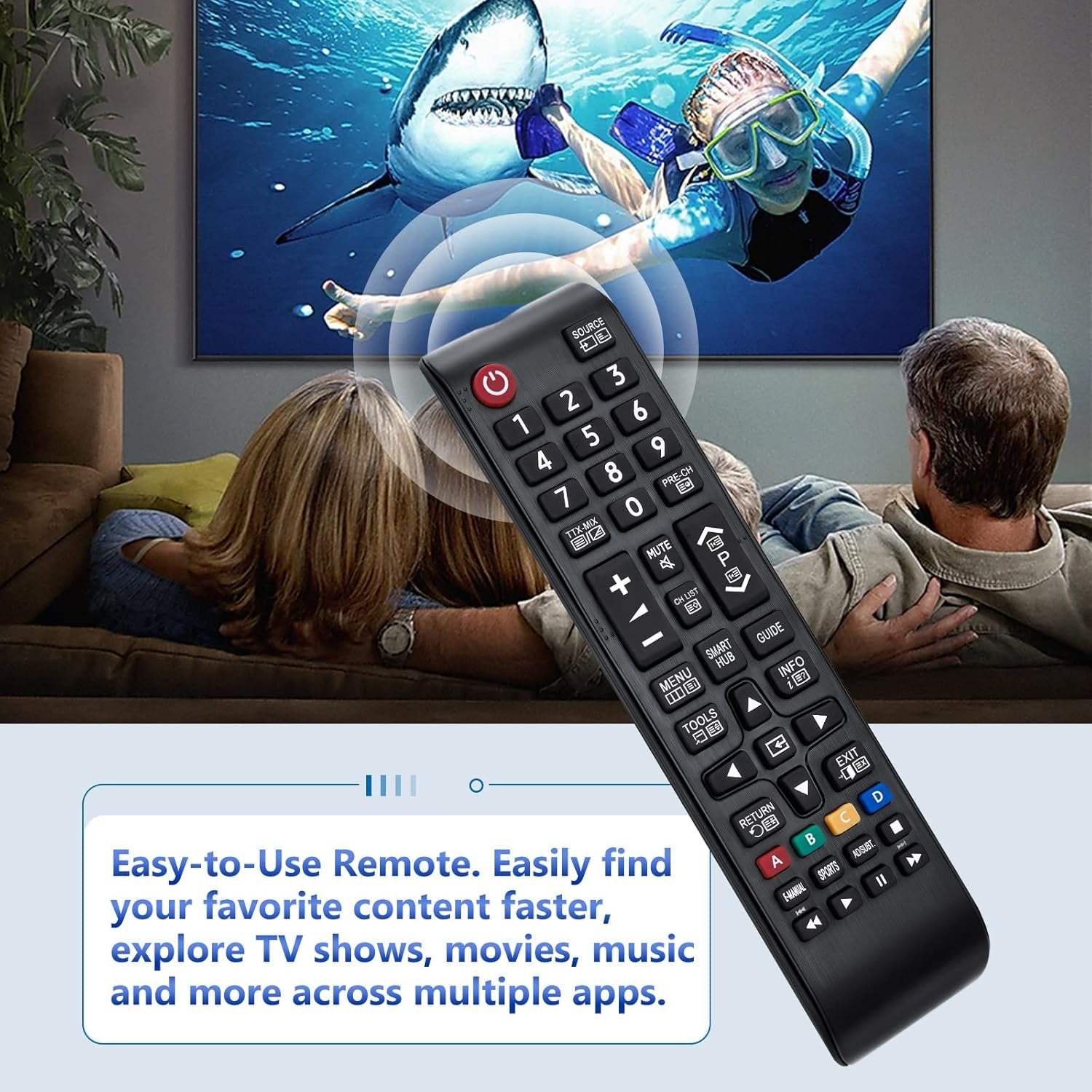 Universell fjernkontroll for Samsung Smart TV kompatibel med Samsung originale fjernkontroller