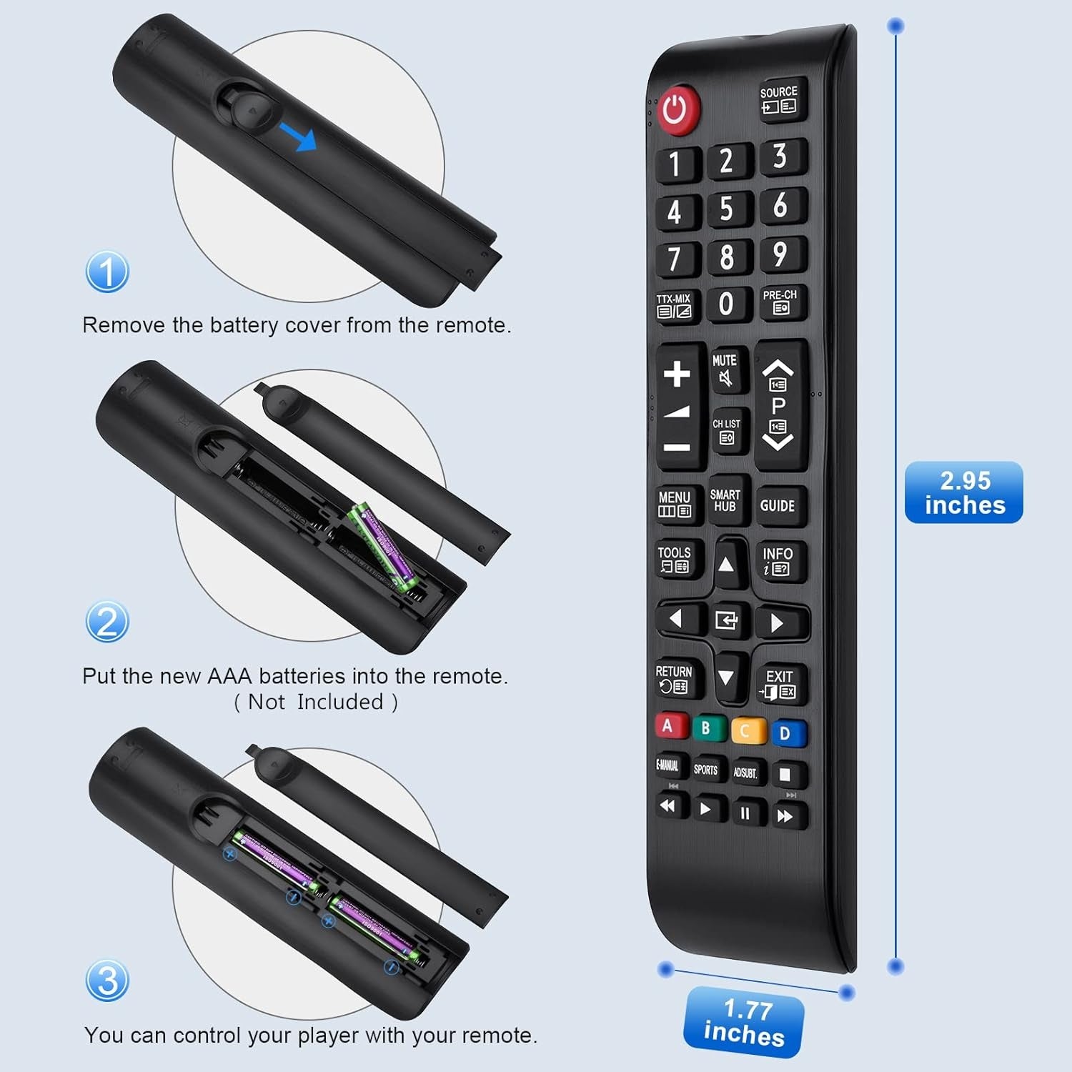Universell fjernkontroll for Samsung Smart TV kompatibel med Samsung originale fjernkontroller