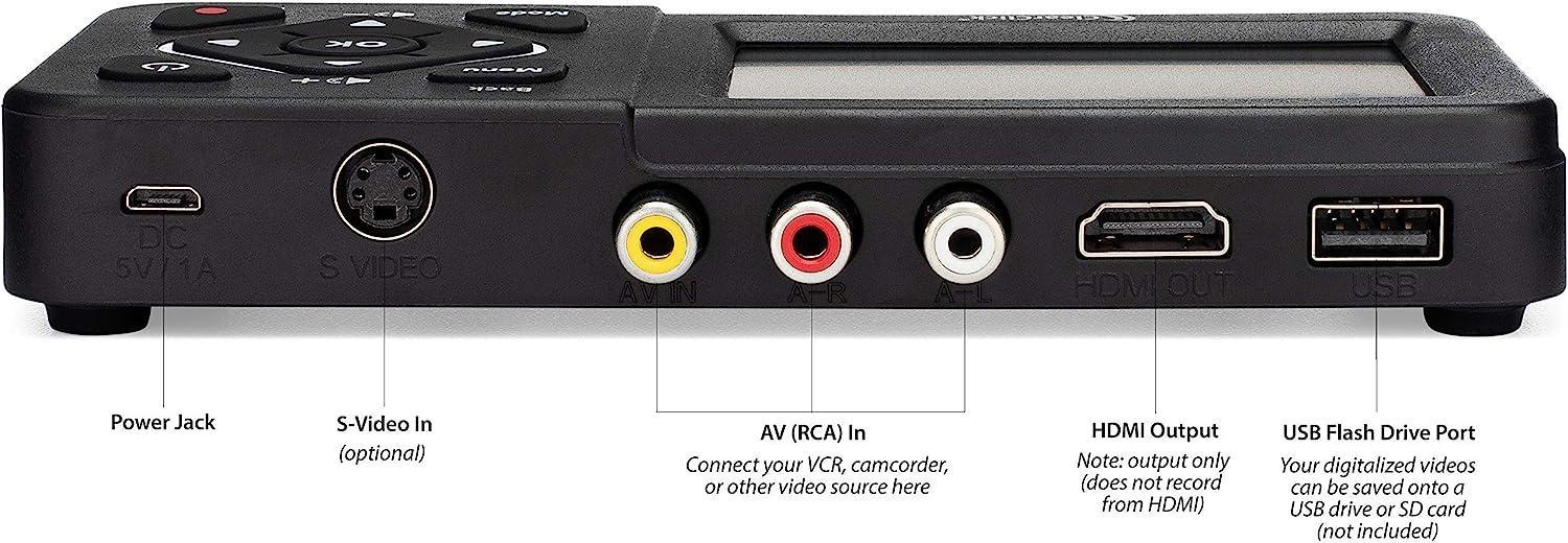 Video til digital konverter 3,5" skjerm videospiller, VHS, AV, RCA, Hi8, videokamera, DVD, spillsystemer