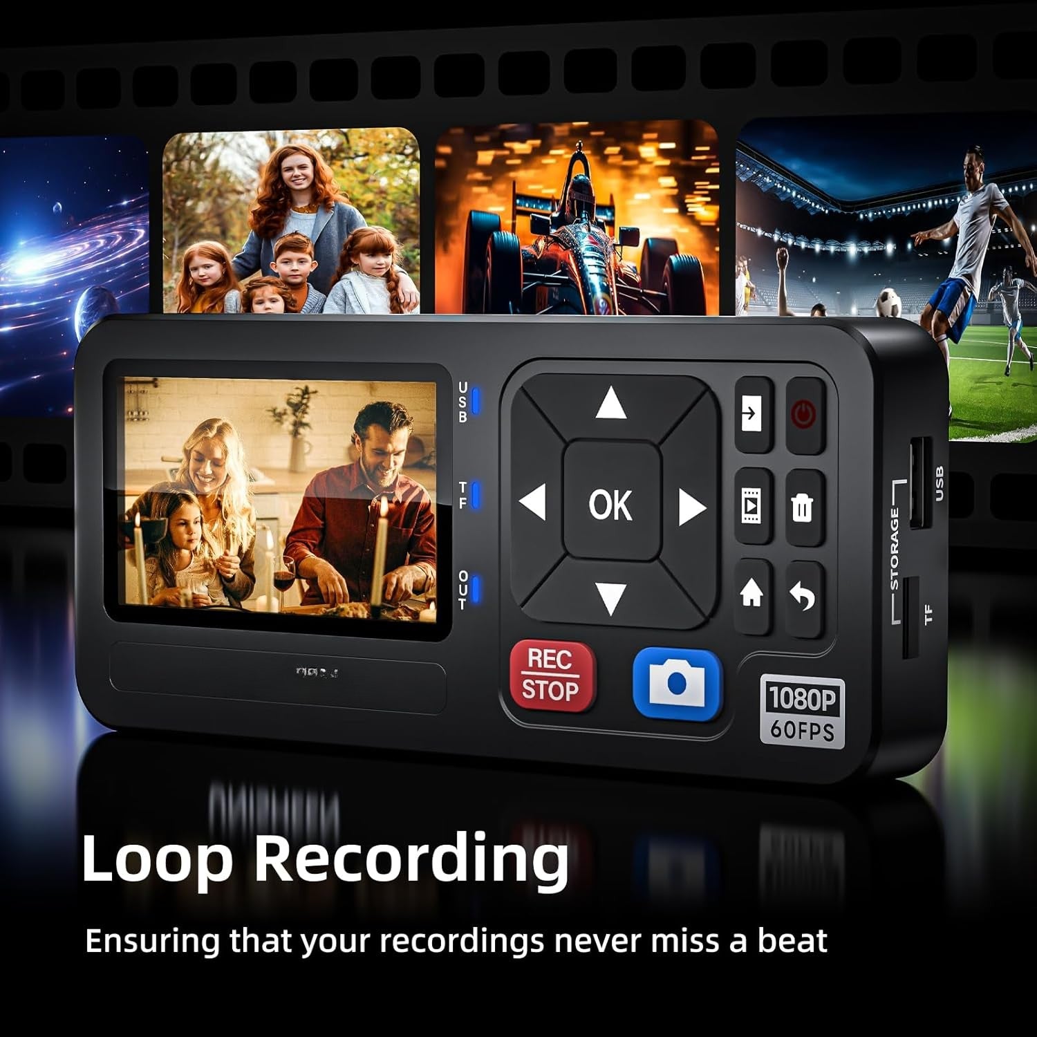 Video til digital omformer 4K HDMI/CVBS/VGA/YPBPR inngang, videoopptaker fra VCR, DVD, VHS, Hi8, videokameraer – 4K opptak 1080P 60FPS